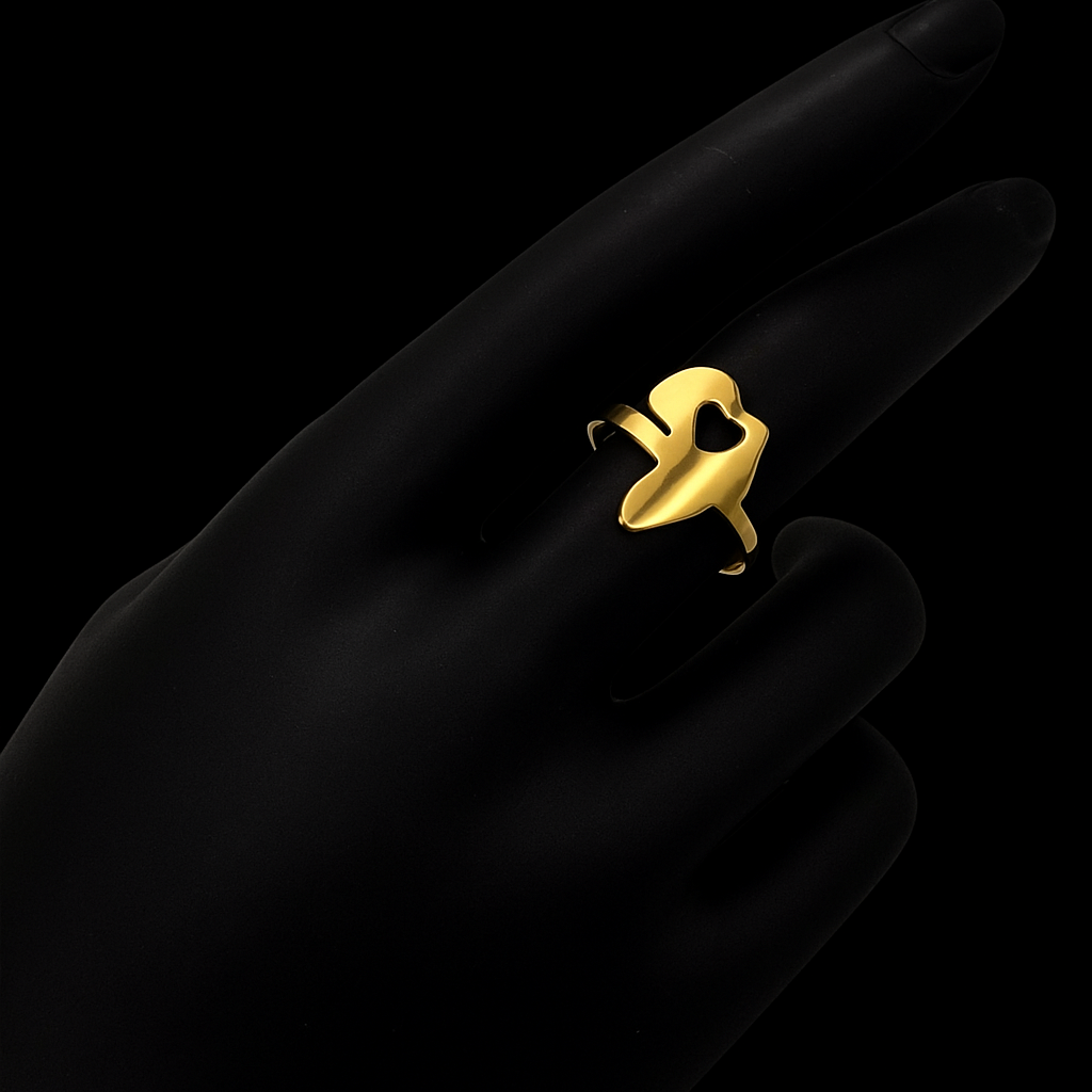 Adjustable Africa Map Ring – Stainless Steel with Heart Cut-Out Design - Fatisha Boutique #