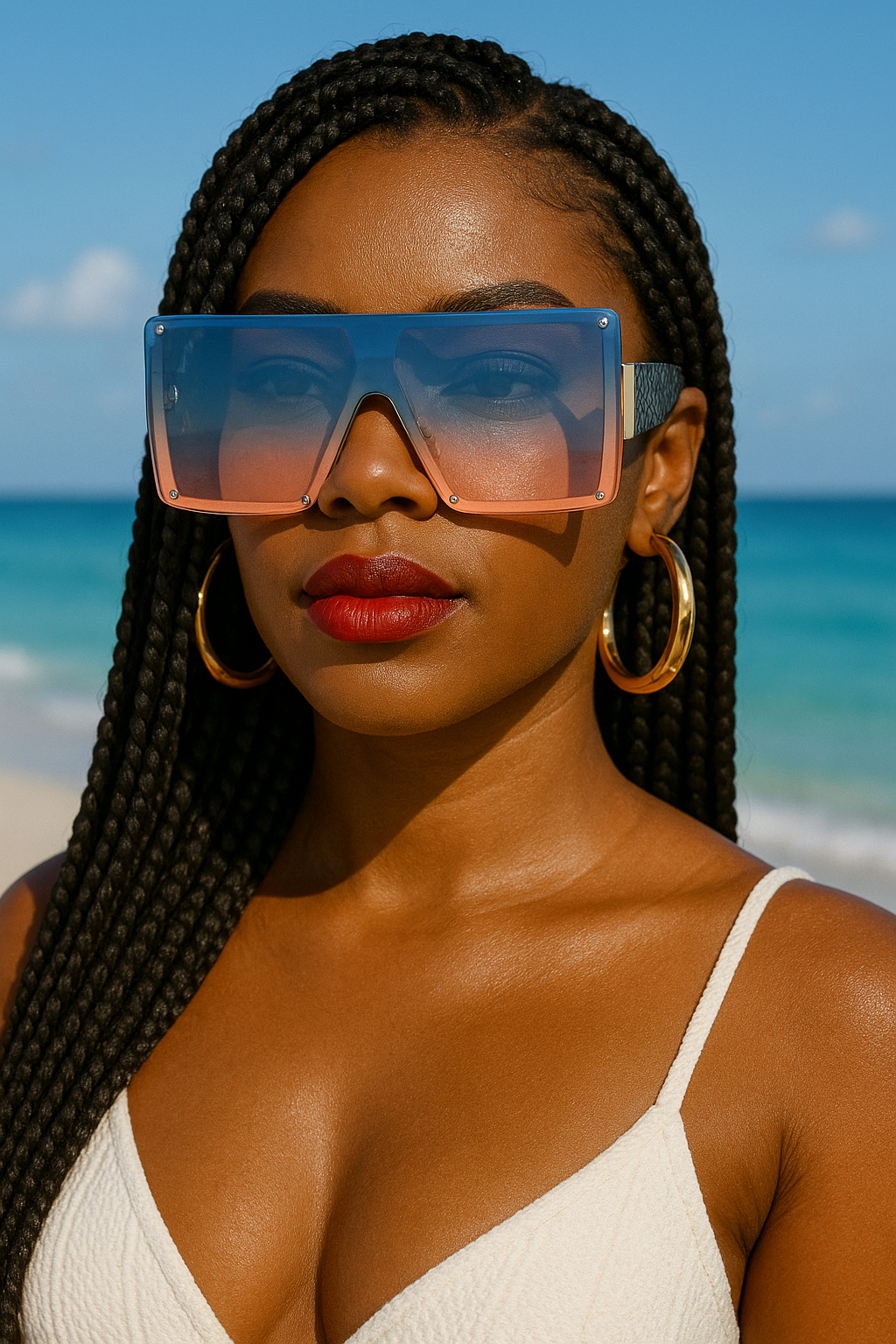 Oversized Trendy Shield Sunglasses – UV400 Gradient Lens Fashion Shades for Women - Fatisha Boutique #