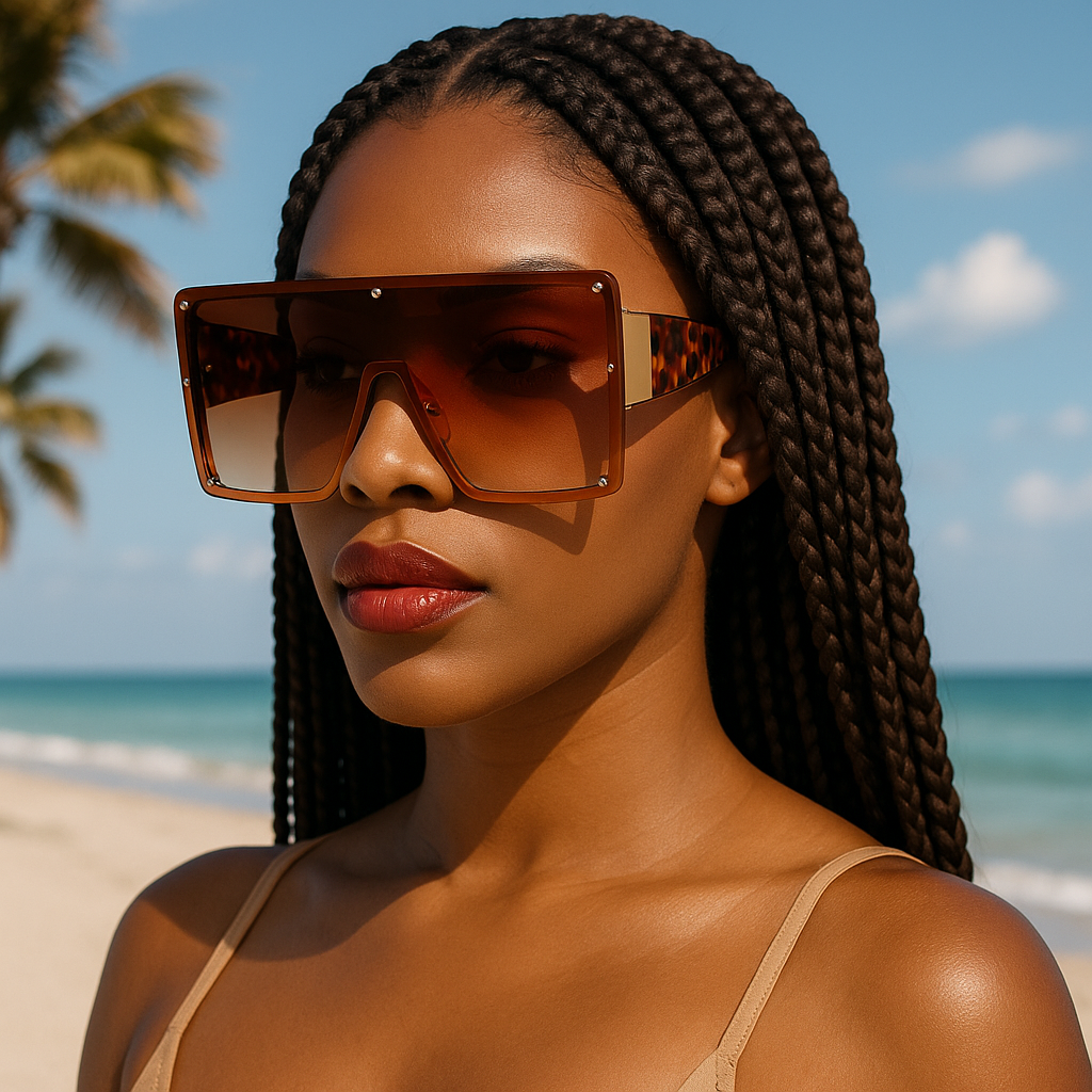 Oversized Trendy Shield Sunglasses – UV400 Gradient Lens Fashion Shades for Women - Fatisha Boutique #
