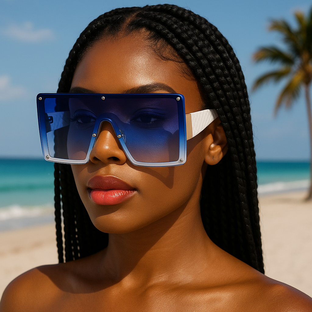 Oversized Trendy Shield Sunglasses – UV400 Gradient Lens Fashion Shades for Women - Fatisha Boutique #
