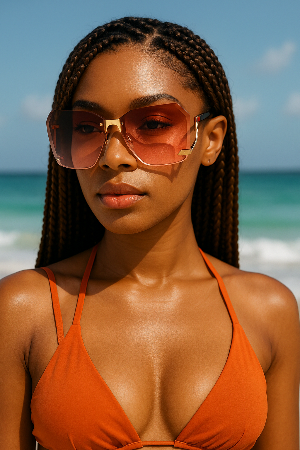 Trendy UV400 Oversized Rimless Sunglasses - Gradient Lens Chic Look - Fatisha Boutique #
