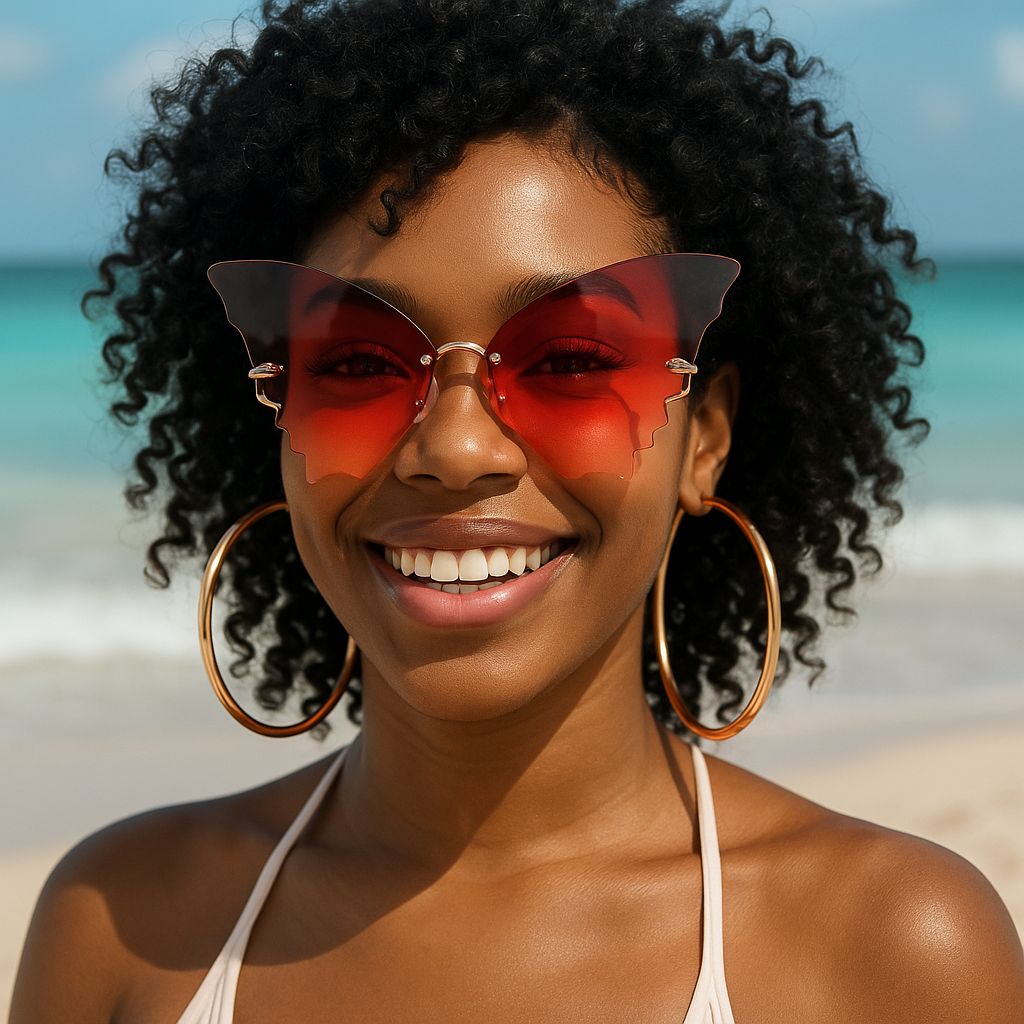 Butterfly Wing Sunglasses – UV400 Gradient Rimless Shades | Fashion for Women