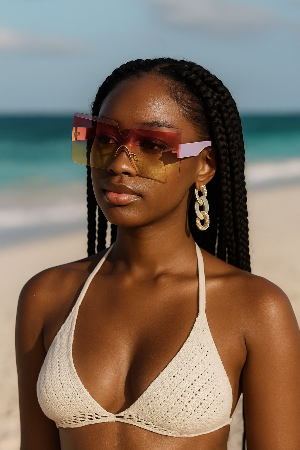 Oversized Square UV400 Sunglasses – Gradient Lens Fashion Shades for Women - Fatisha Boutique #