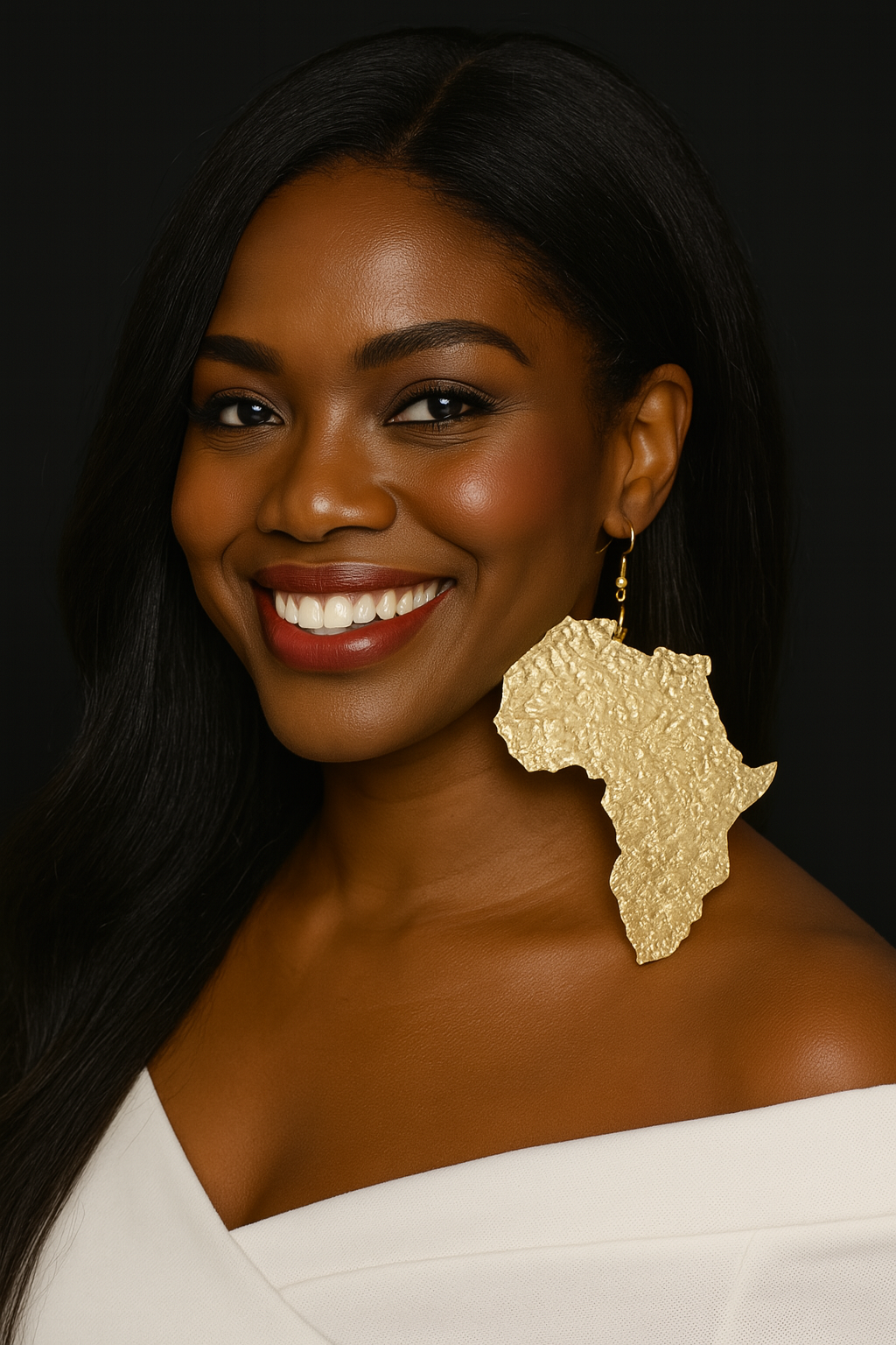 Oversized African Map Brass Dangle Earrings (Gold & Silver) - Fatisha Boutique #