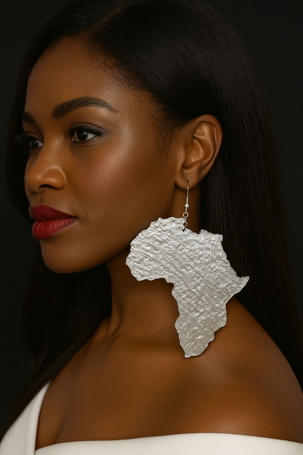 Oversized African Map Brass Dangle Earrings (Gold & Silver) - Fatisha Boutique #
