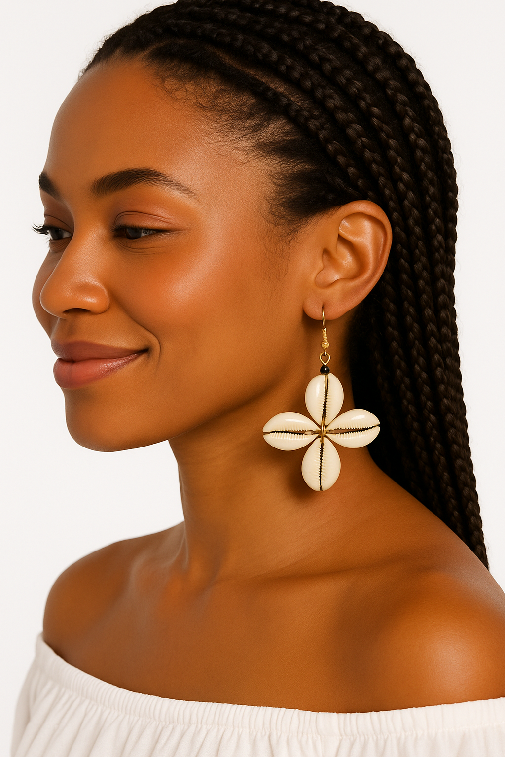 Authentic Handmade African Cowrie Shell Star Dangle Earrings – Unique Boho Statement Jewellery - Fatisha Boutique #