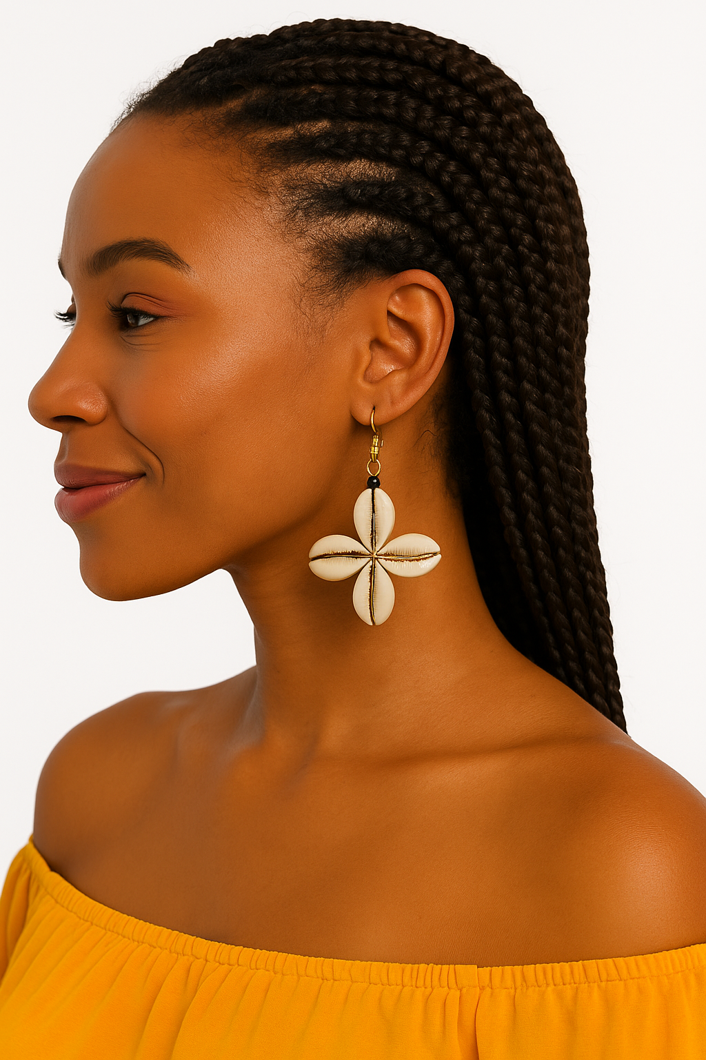 Authentic Handmade African Cowrie Shell Star Dangle Earrings – Unique Boho Statement Jewellery - Fatisha Boutique #