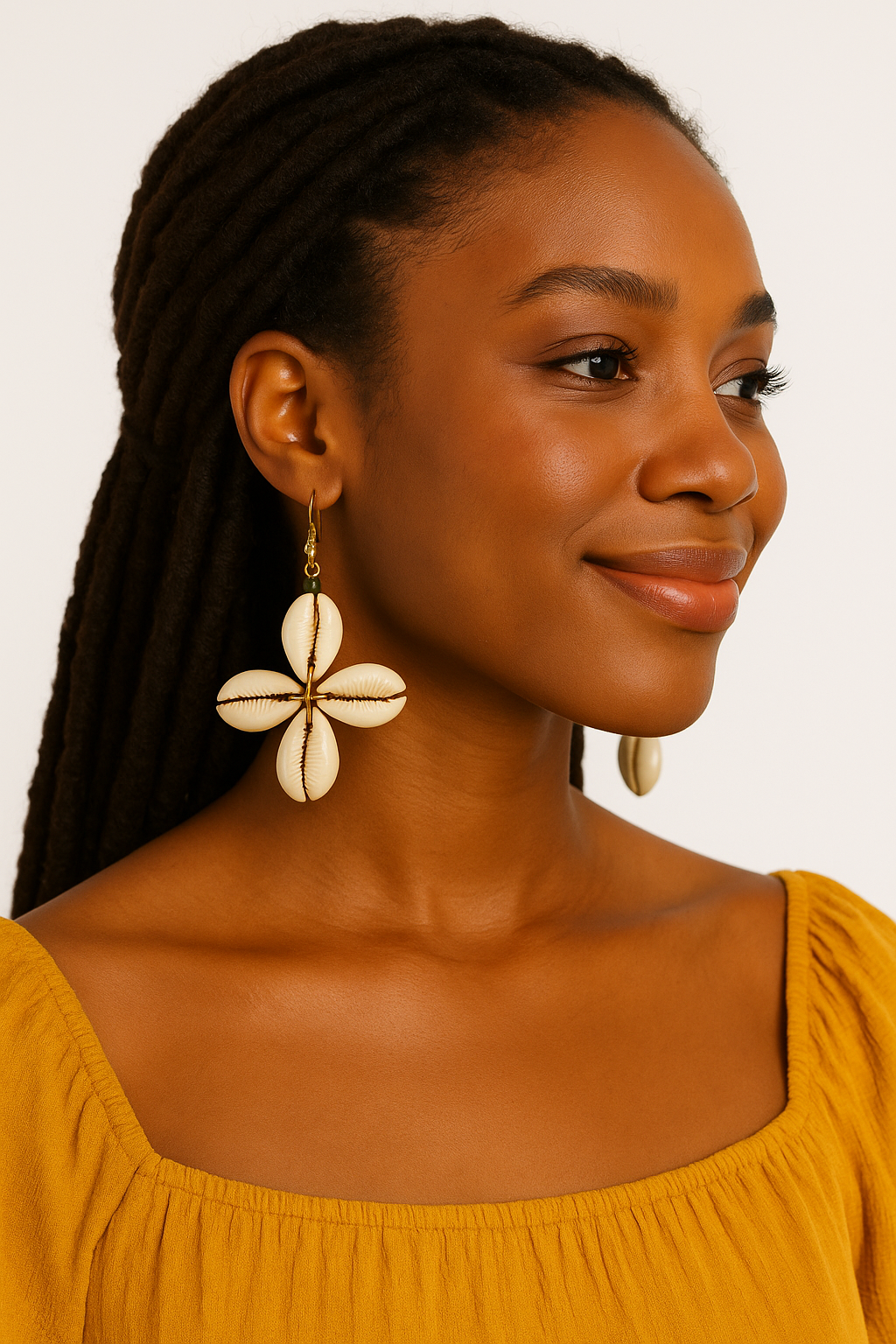 Authentic Handmade African Cowrie Shell Star Dangle Earrings – Unique Boho Statement Jewellery - Fatisha Boutique #