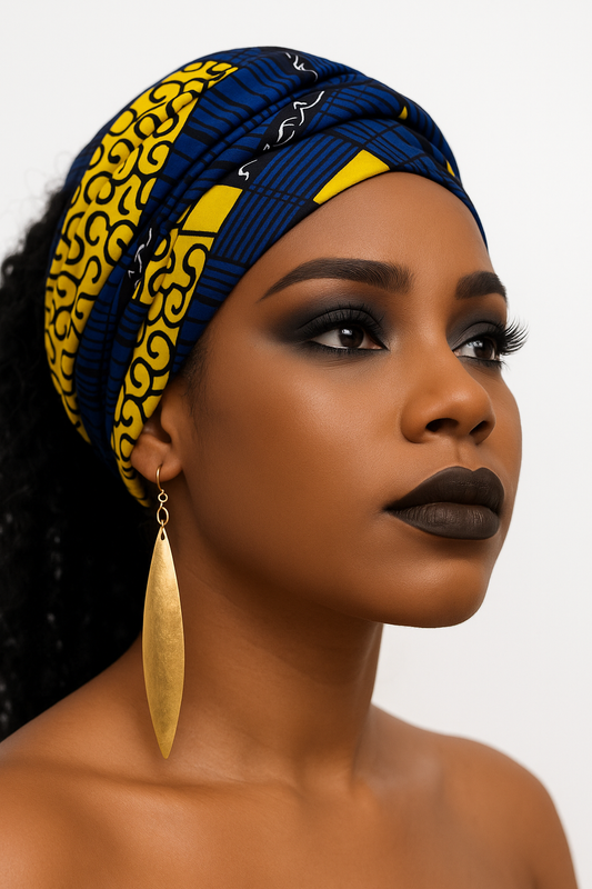 Bold African Ankara Print Head Wrap - Multicolour Tribal Wax Fabric Scarf for Natural Hair - Fatisha Boutique #