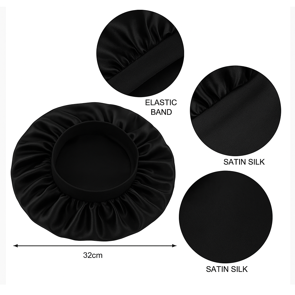 Single Layer Satin Silk Bonnet Cap – Wide Band Night Sleep Hat for Braids, Locs & Curly Hair - Fatisha Boutique #