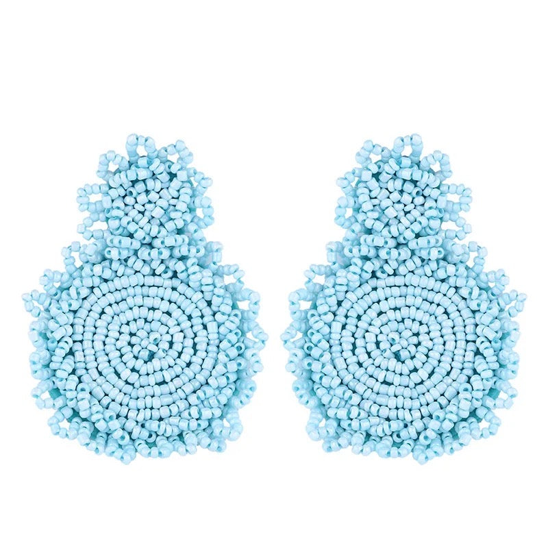 Bohemian Colourful Beaded Statement Dangle Stud Earrings