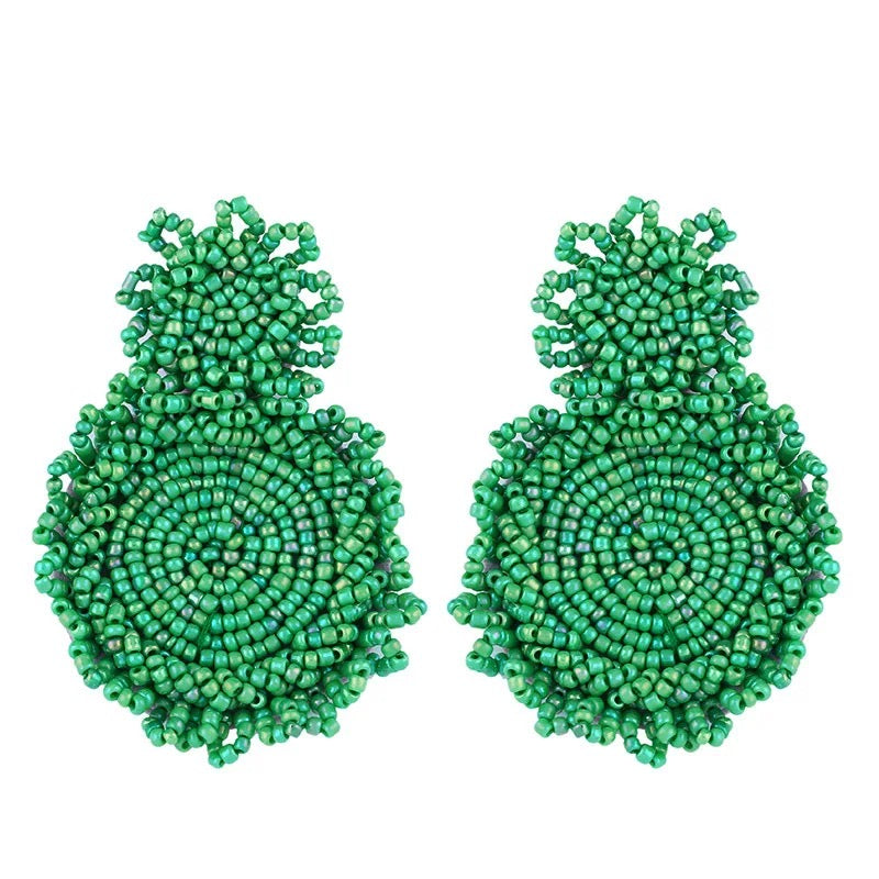 Bohemian Colourful Beaded Statement Dangle Stud Earrings