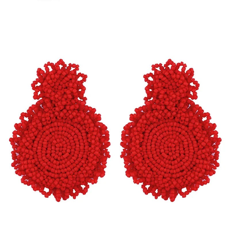 Bohemian Colourful Beaded Statement Dangle Stud Earrings
