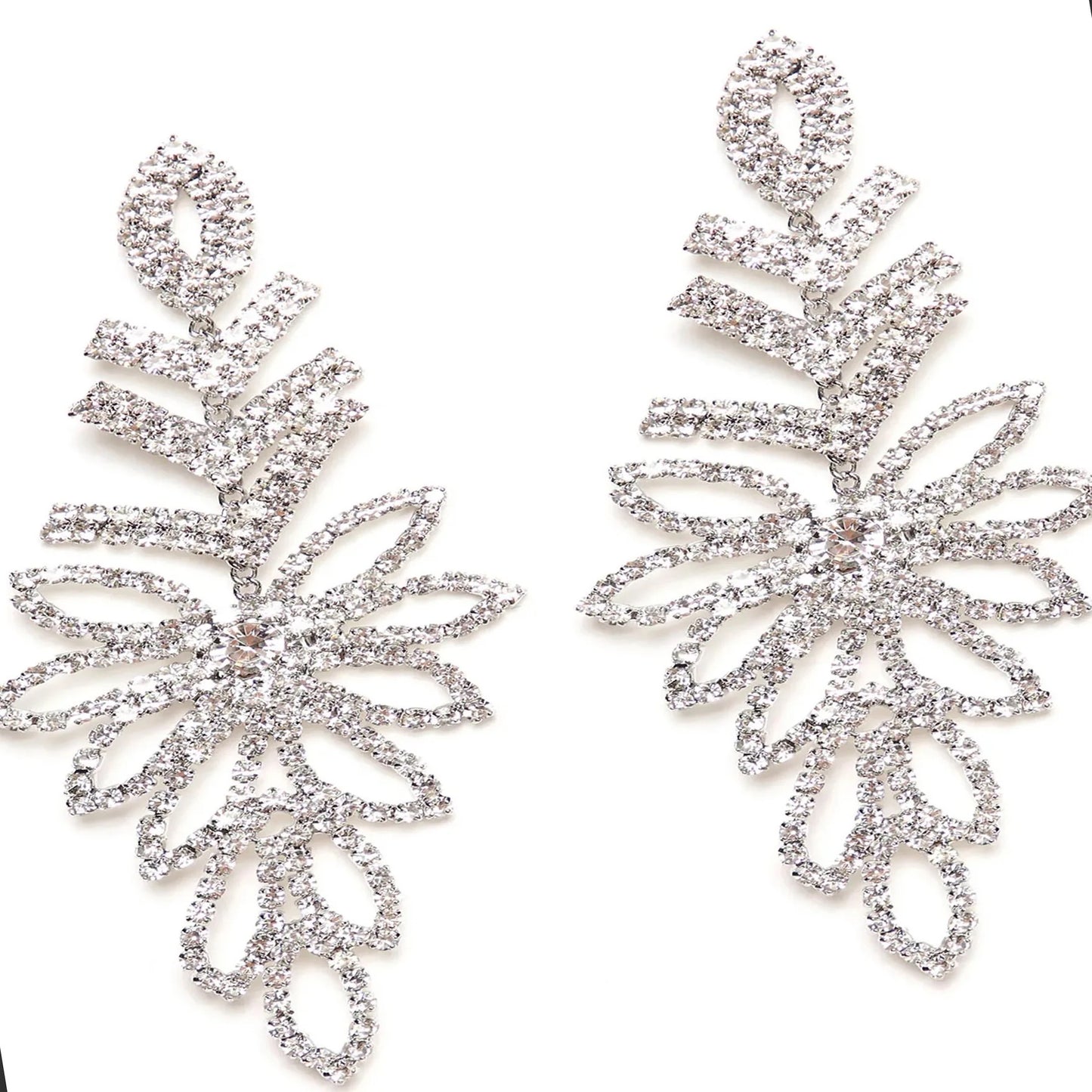 Long Elegant Rhinestones Dangle Statement Earrings