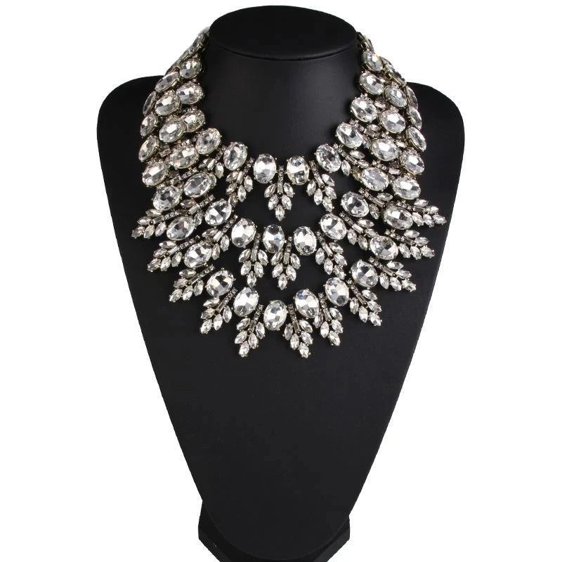 Elegant Gold Bohemian Rhinestone Choker Pendant Statement Necklace