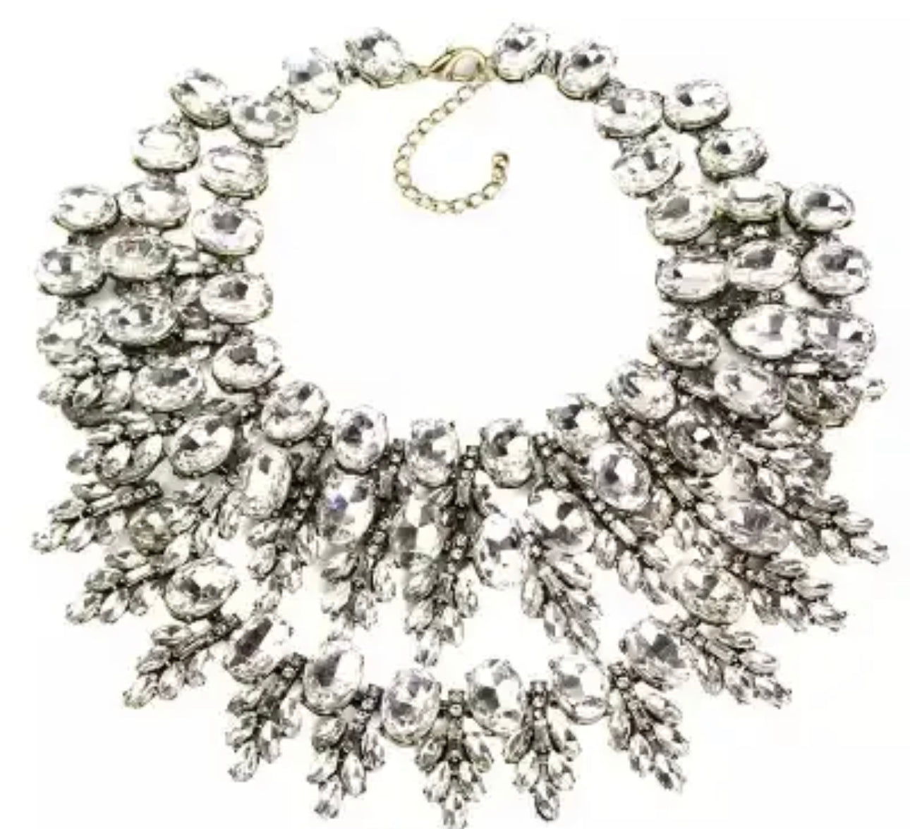 Elegant Gold Bohemian Rhinestone Choker Pendant Statement Necklace