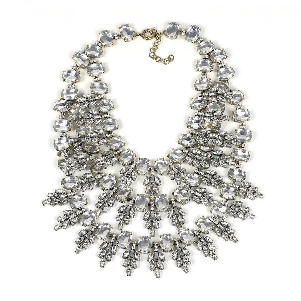 Elegant Gold Bohemian Rhinestone Choker Pendant Statement Necklace