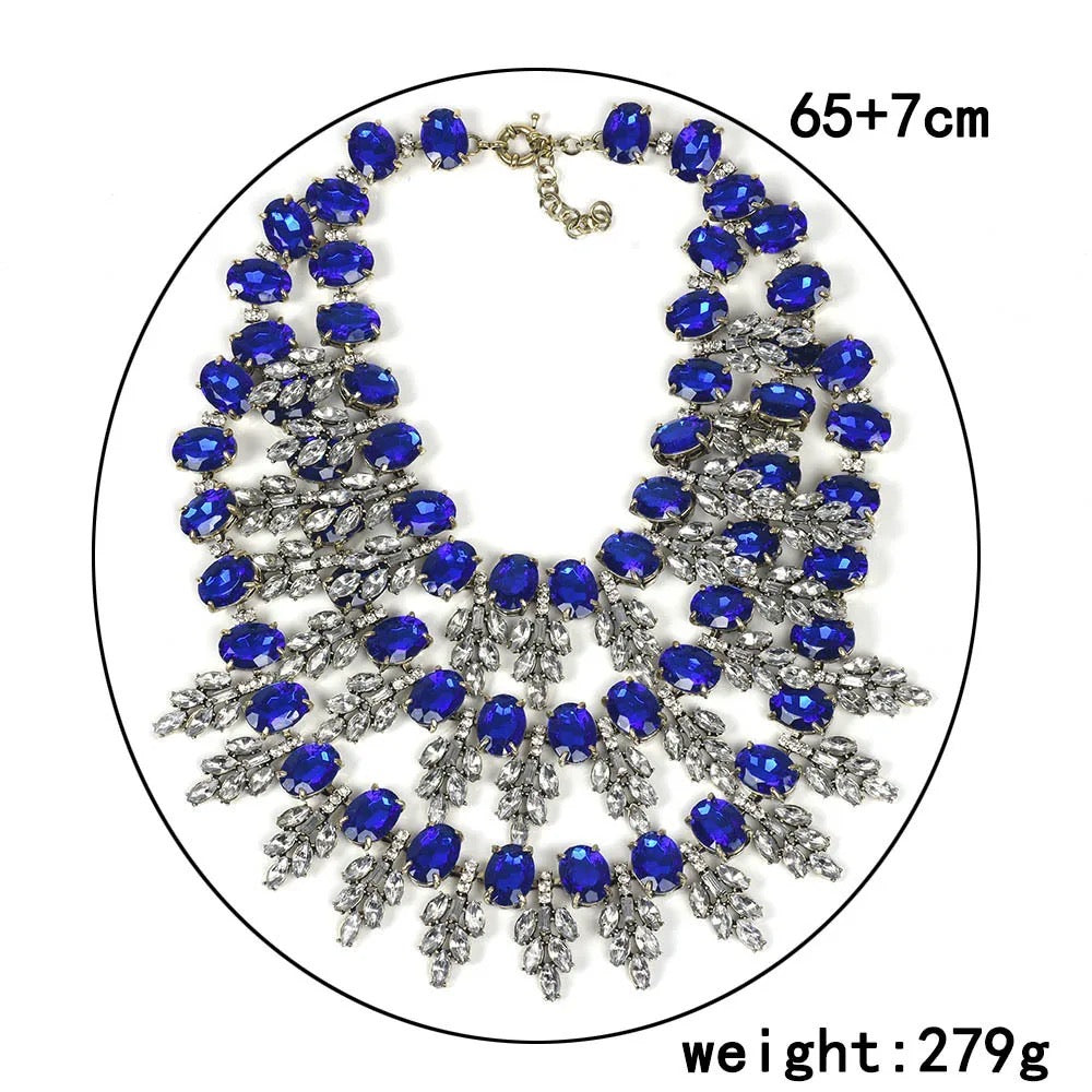 Elegant Gold Bohemian Rhinestone Choker Pendant Statement Necklace