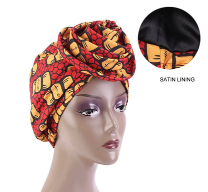 Pre-Tied Ankara Fabric Flower Turban Caps