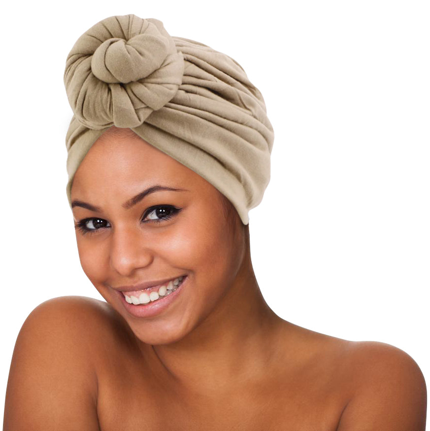 Pre-Tied Double Twisted Knot Stretch Soft Fabric Ready to Wear Turban Caps
