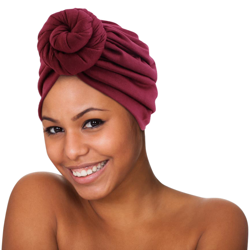 Pre-Tied Double Twisted Knot Stretch Soft Fabric Ready to Wear Turban Caps