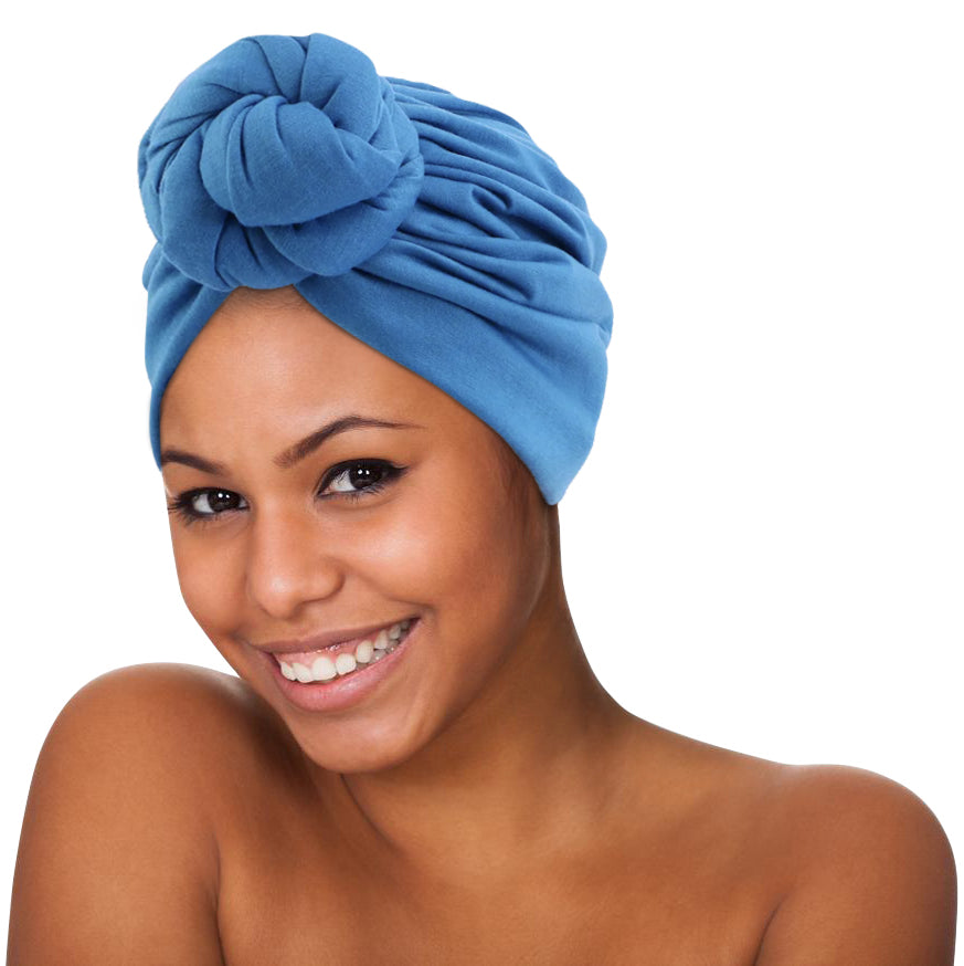 Pre-Tied Jersey Double Knot Turban Cap – Soft Stretch Headwrap for Women