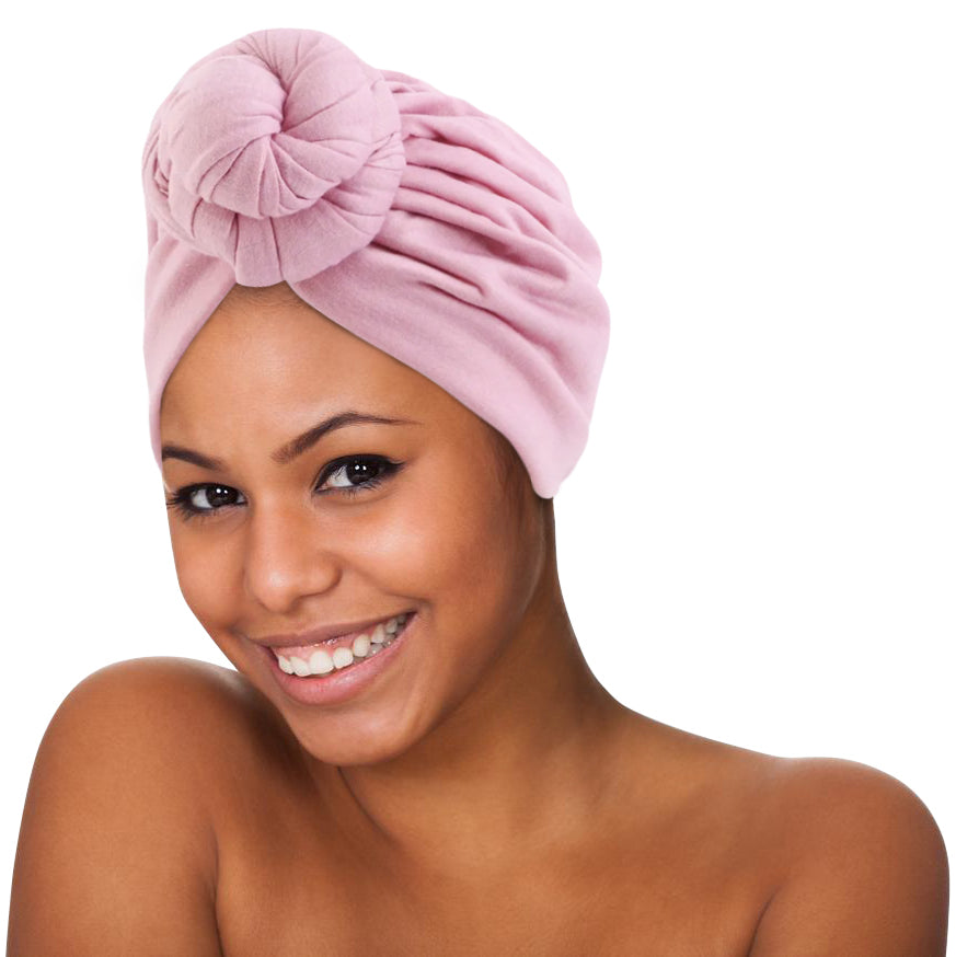 Pre-Tied Jersey Double Knot Turban Cap – Soft Stretch Headwrap for Women