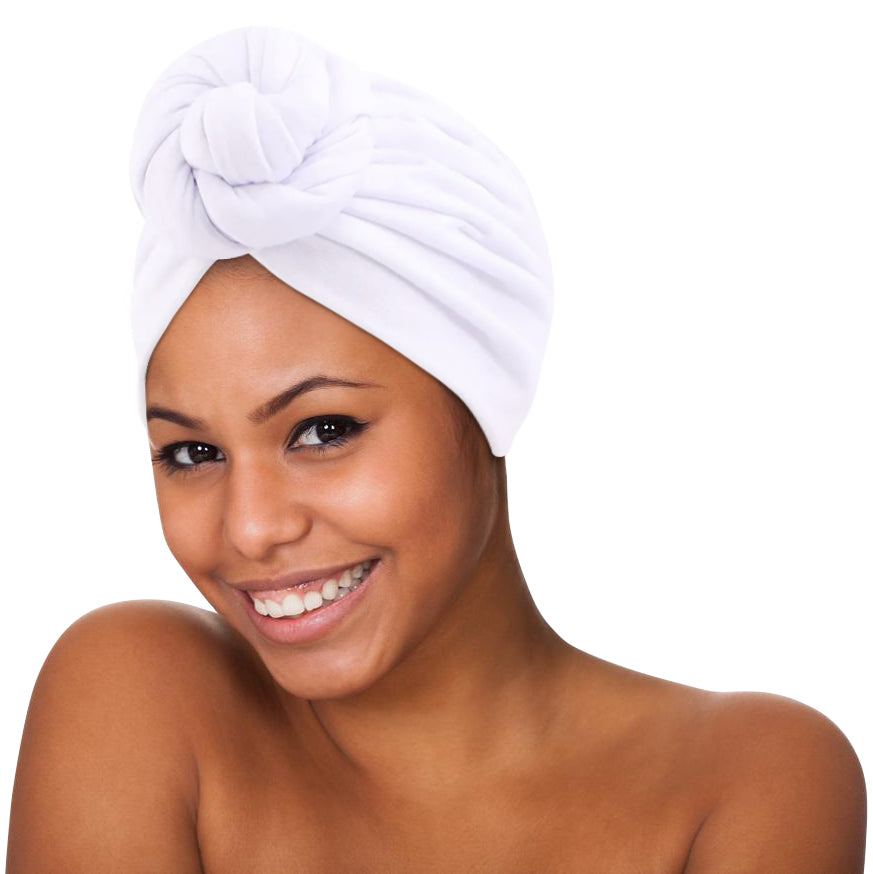 Pre-Tied Jersey Double Knot Turban Cap – Soft Stretch Headwrap for Women