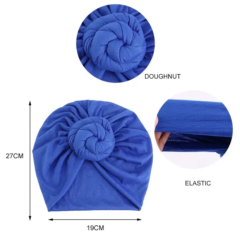 Pre-Tied Double Twisted Knot Stretch Soft Fabric Ready to Wear Turban Caps