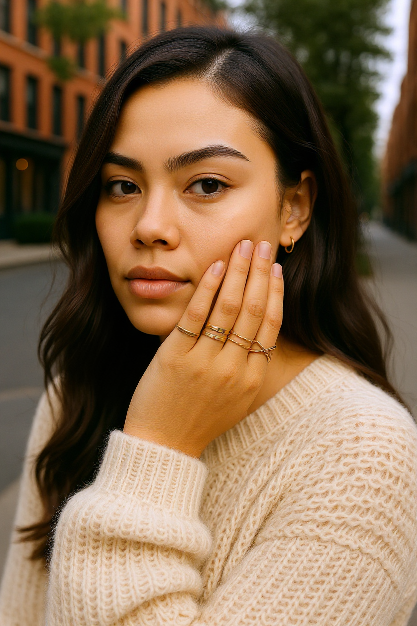 Boho Minimal Statement Ring Set – 8-Piece Gold & Silver for Petite Fingers - Fatisha Boutique #