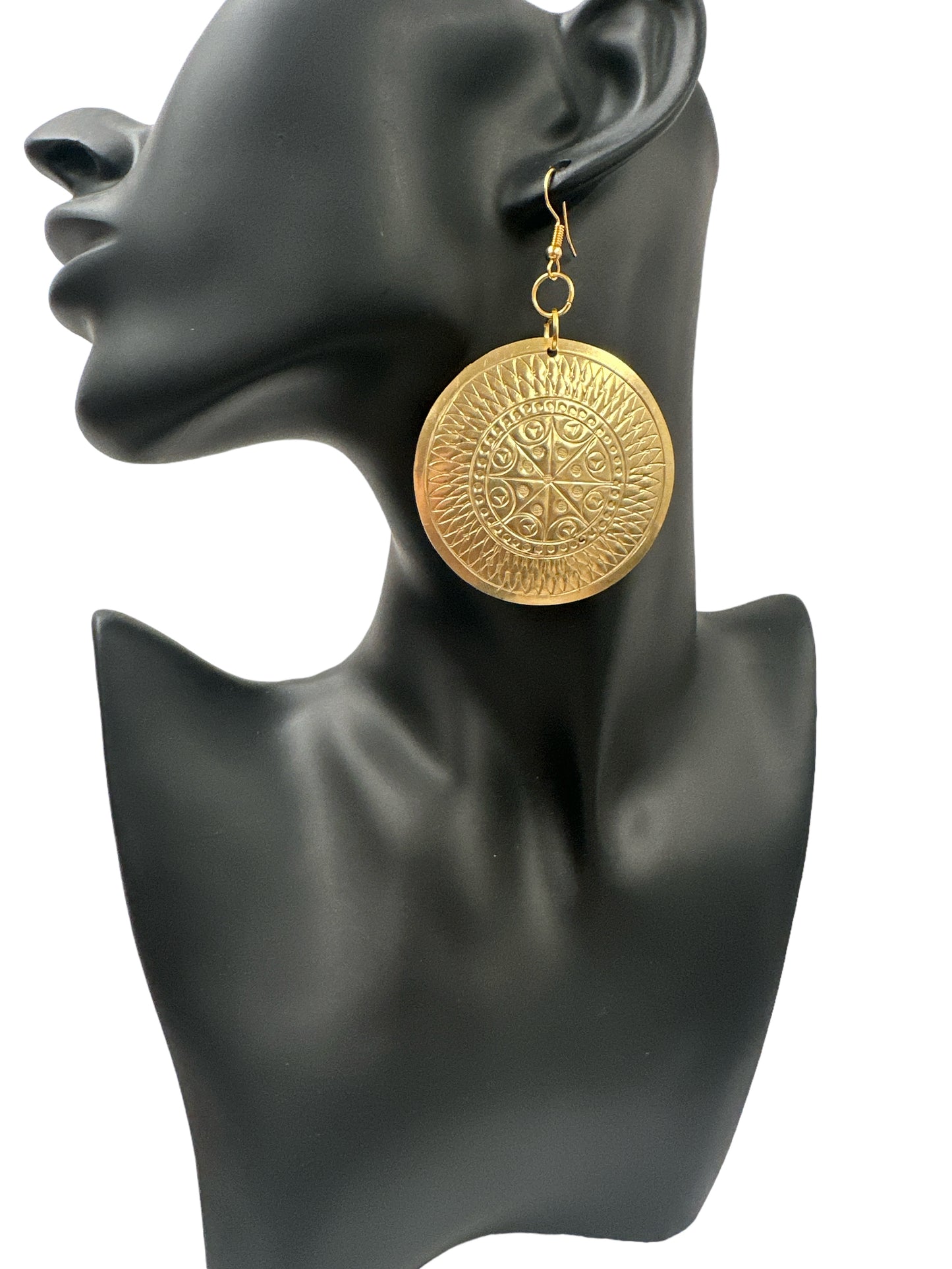 Authentic African Engraved Brass Dangle Earrings - Fatisha Boutique #