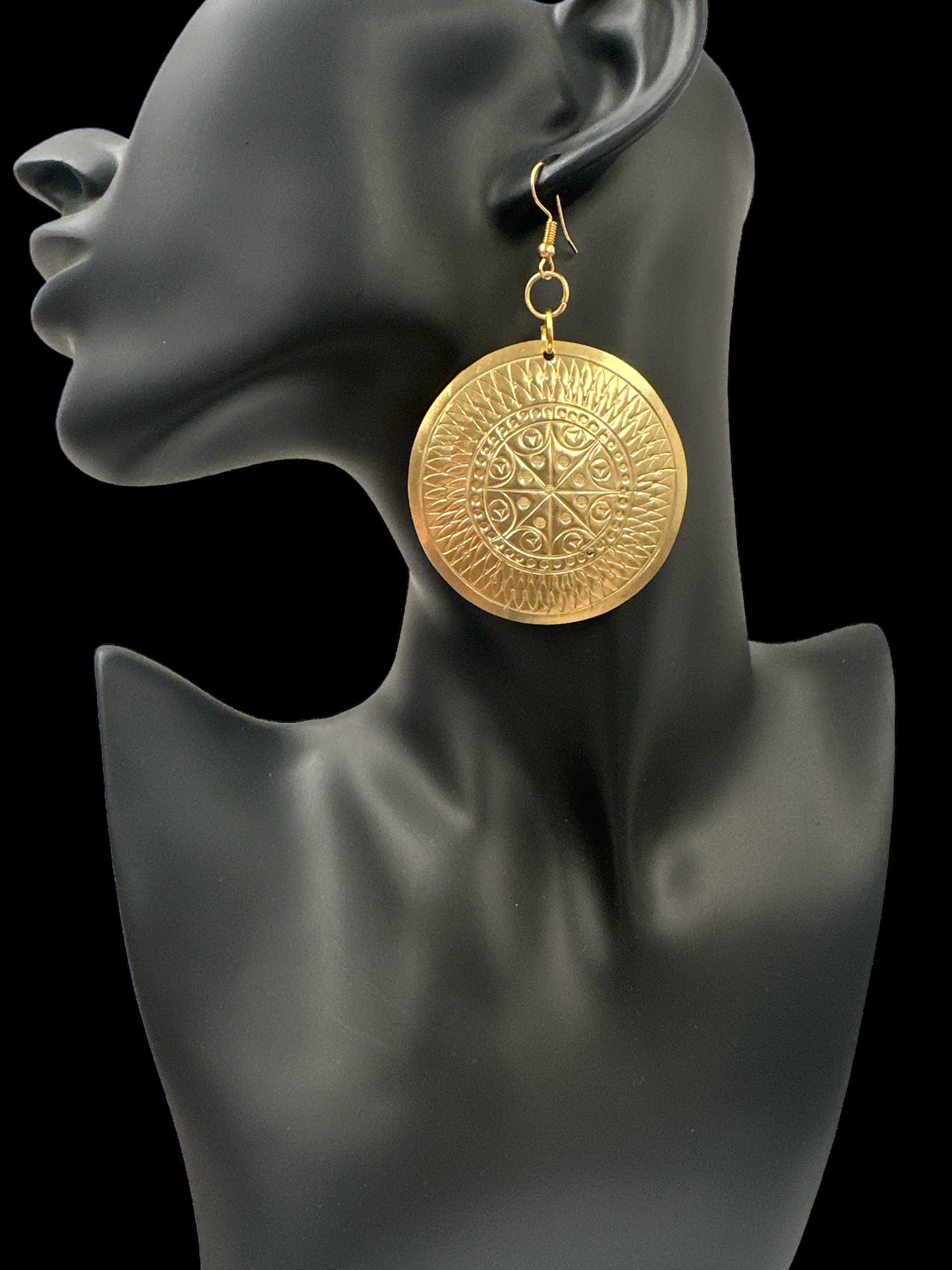 Authentic African Engraved Brass Dangle Earrings - Fatisha Boutique #