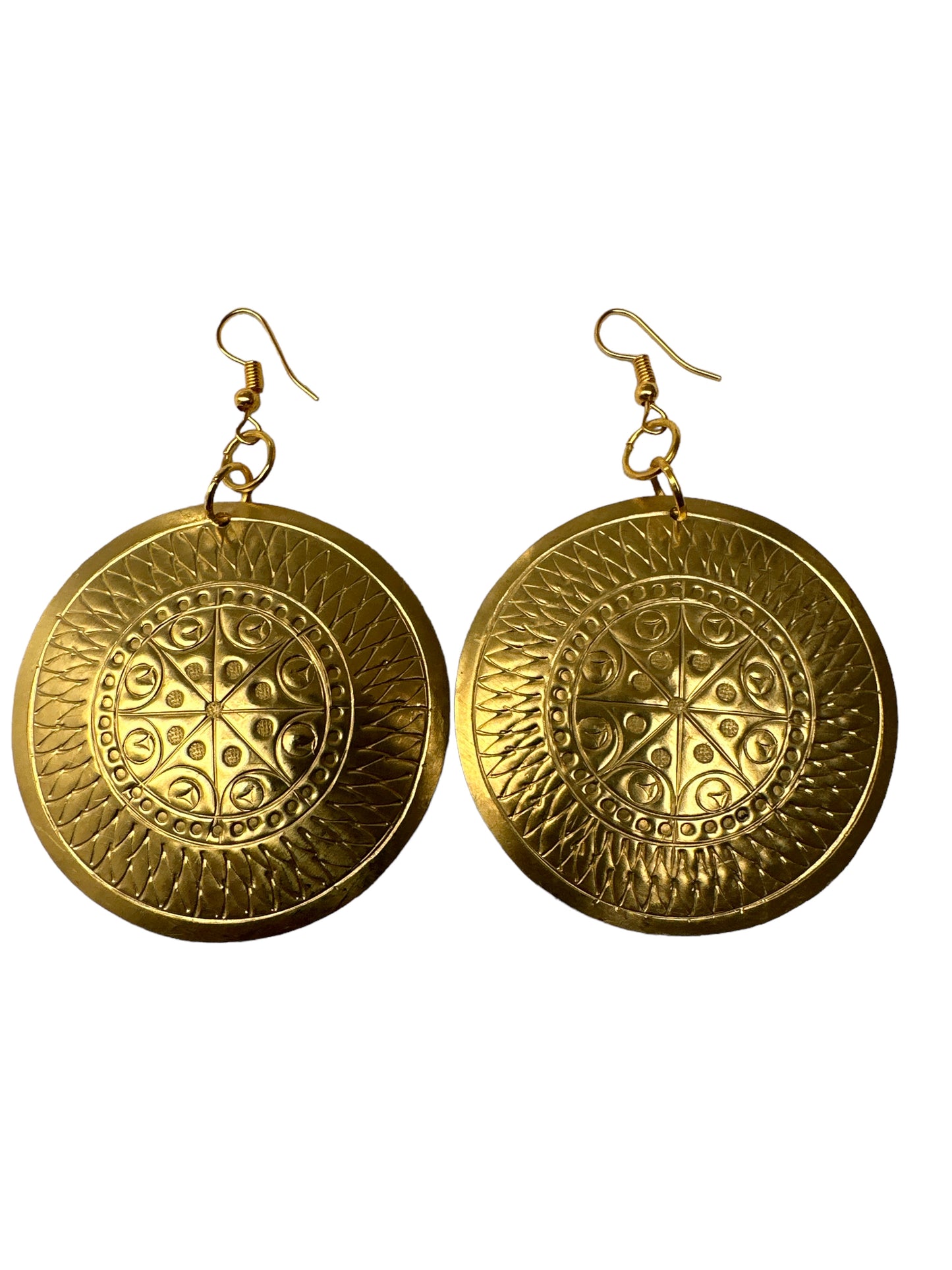 Authentic African Engraved Brass Dangle Earrings - Fatisha Boutique #
