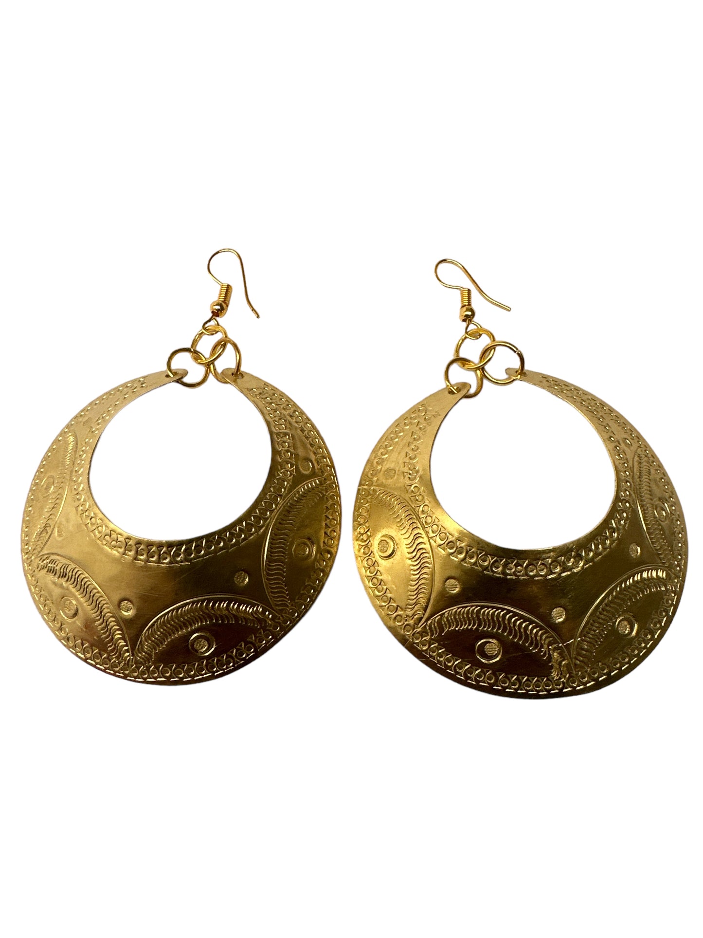 Engraved African Brass Earrings – Authentic Ethnic Dangle Jewellery - Fatisha Boutique #