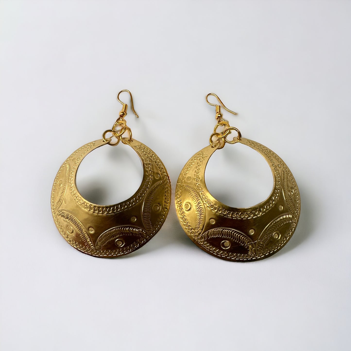 Engraved African Brass Earrings – Authentic Ethnic Dangle Jewellery - Fatisha Boutique #