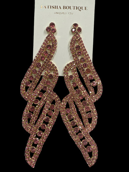 Long Elegant Diamante Rhinestone Dangle Earrings