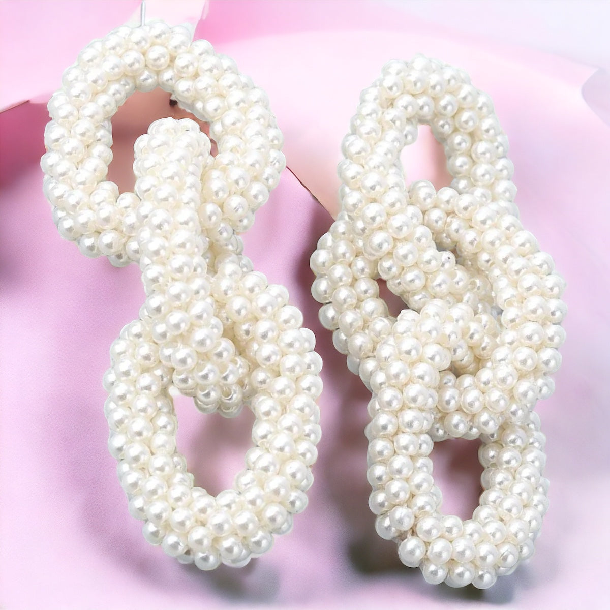 Elegant Faux Pearls Dangle Statement Earrings