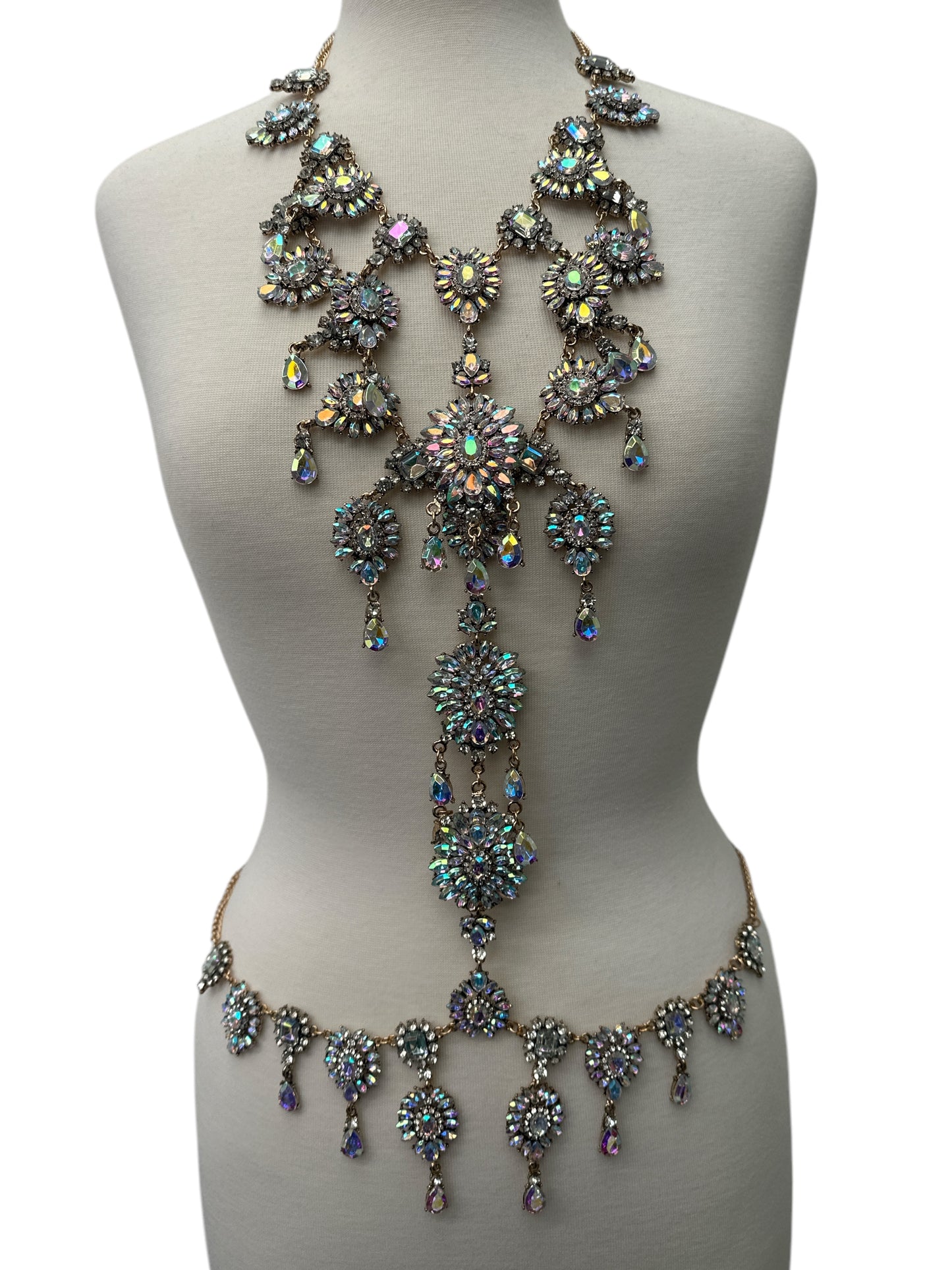Iridescent Rhinestone Full Body Chain Jewellery – Boho Bridal Festival Statement - Fatisha Boutique #