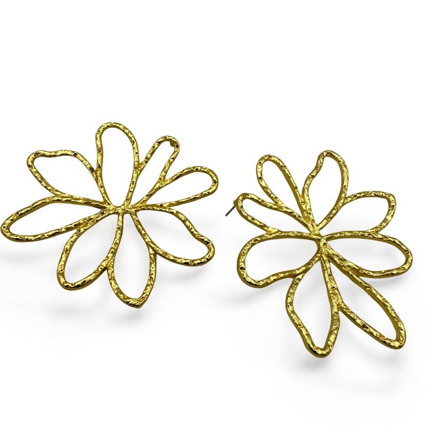 Elegant Gold Flower Petal Earrings – Lightweight Statement Floral Studs - Fatisha Boutique #