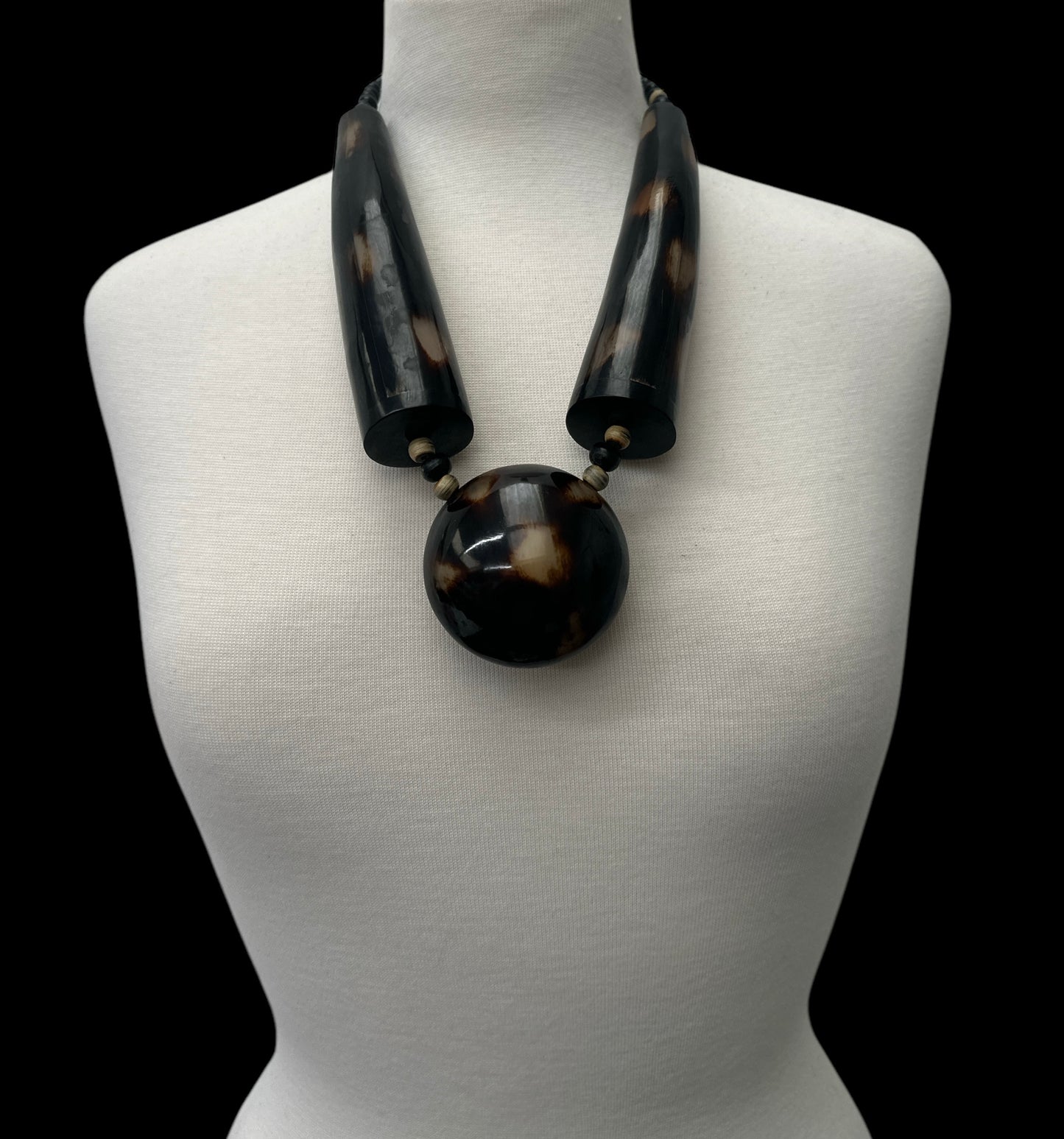 Buffalo Horn Ethnic Statement Necklace – Bold Tribal Chunky Pendant Jewellery for Women & Festivals - Fatisha Boutique #
