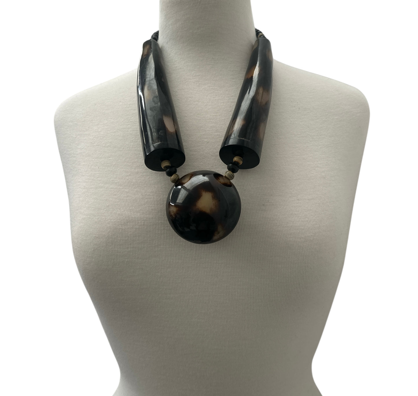Buffalo Horn Ethnic Statement Necklace – Bold Tribal Chunky Pendant Jewellery for Women & Festivals - Fatisha Boutique #