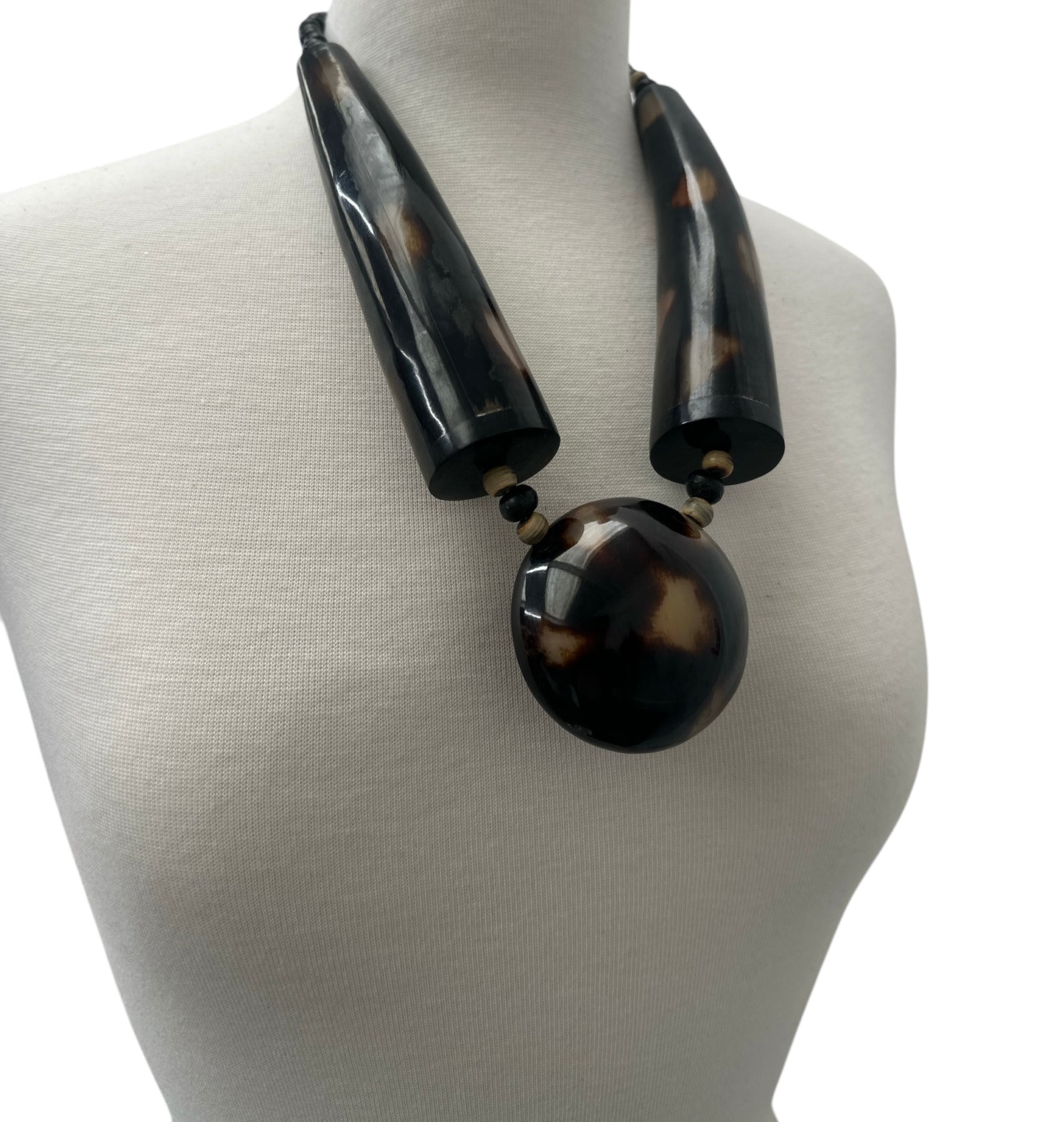 Buffalo Horn Ethnic Statement Necklace – Bold Tribal Chunky Pendant Jewellery for Women & Festivals - Fatisha Boutique #