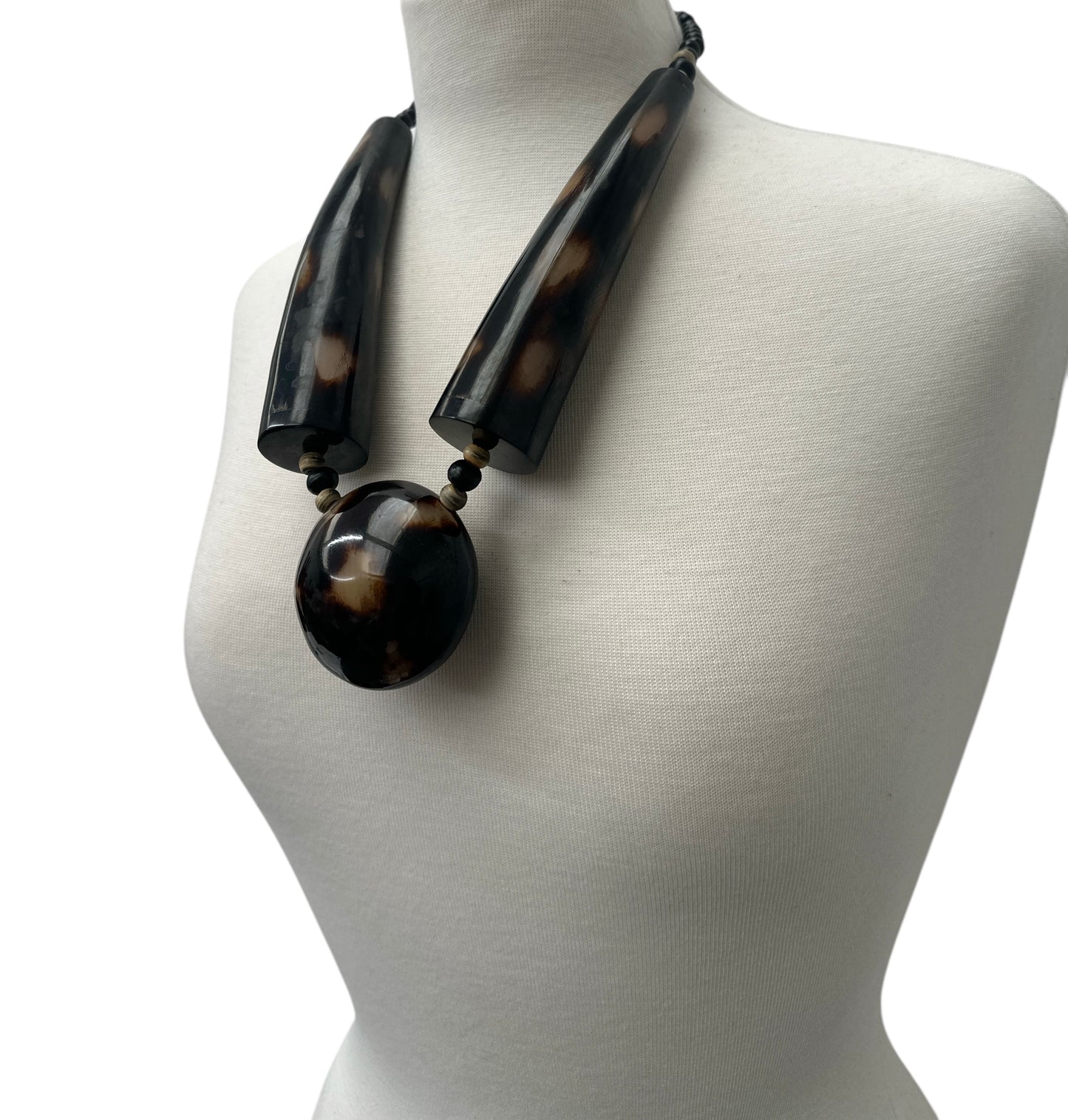 Buffalo Horn Ethnic Statement Necklace – Bold Tribal Chunky Pendant Jewellery for Women & Festivals - Fatisha Boutique #