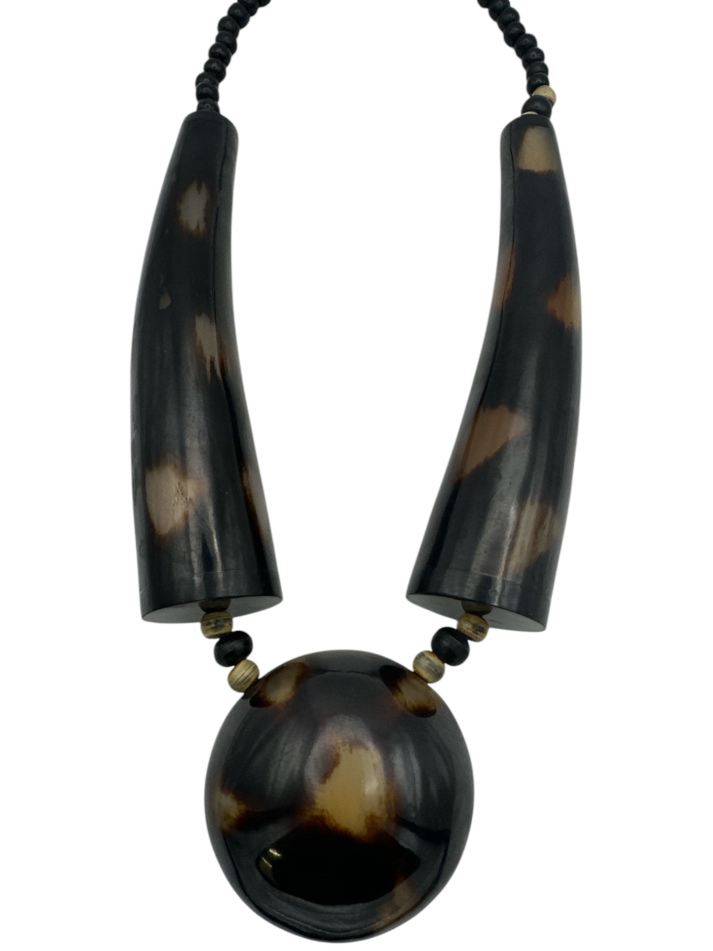 Buffalo Horn Ethnic Statement Necklace – Bold Tribal Chunky Pendant Jewellery for Women & Festivals - Fatisha Boutique #