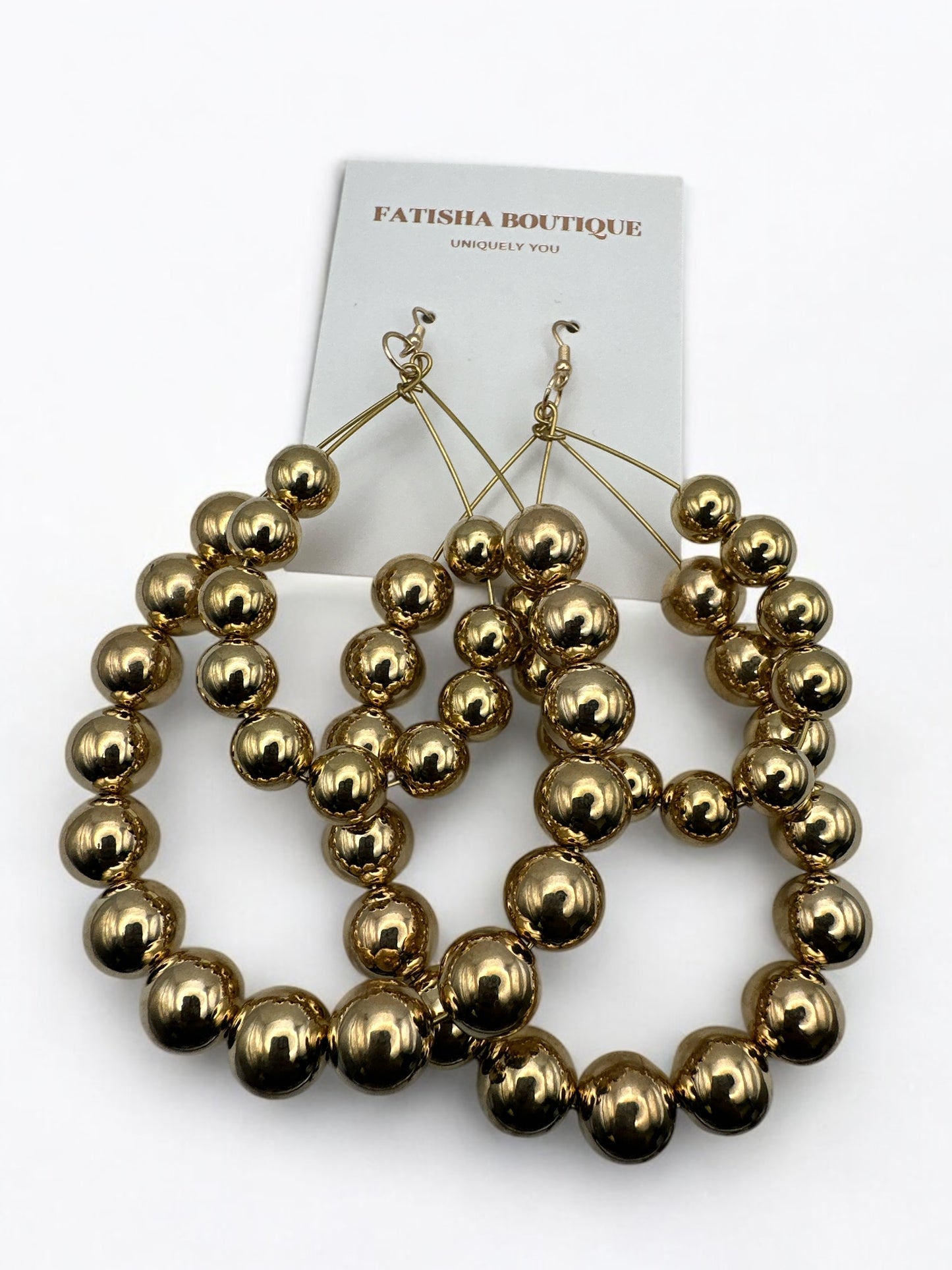 Elegant Double Hoop Gold Bead Statement Earrings - Bold Afrocentric Jewellery
