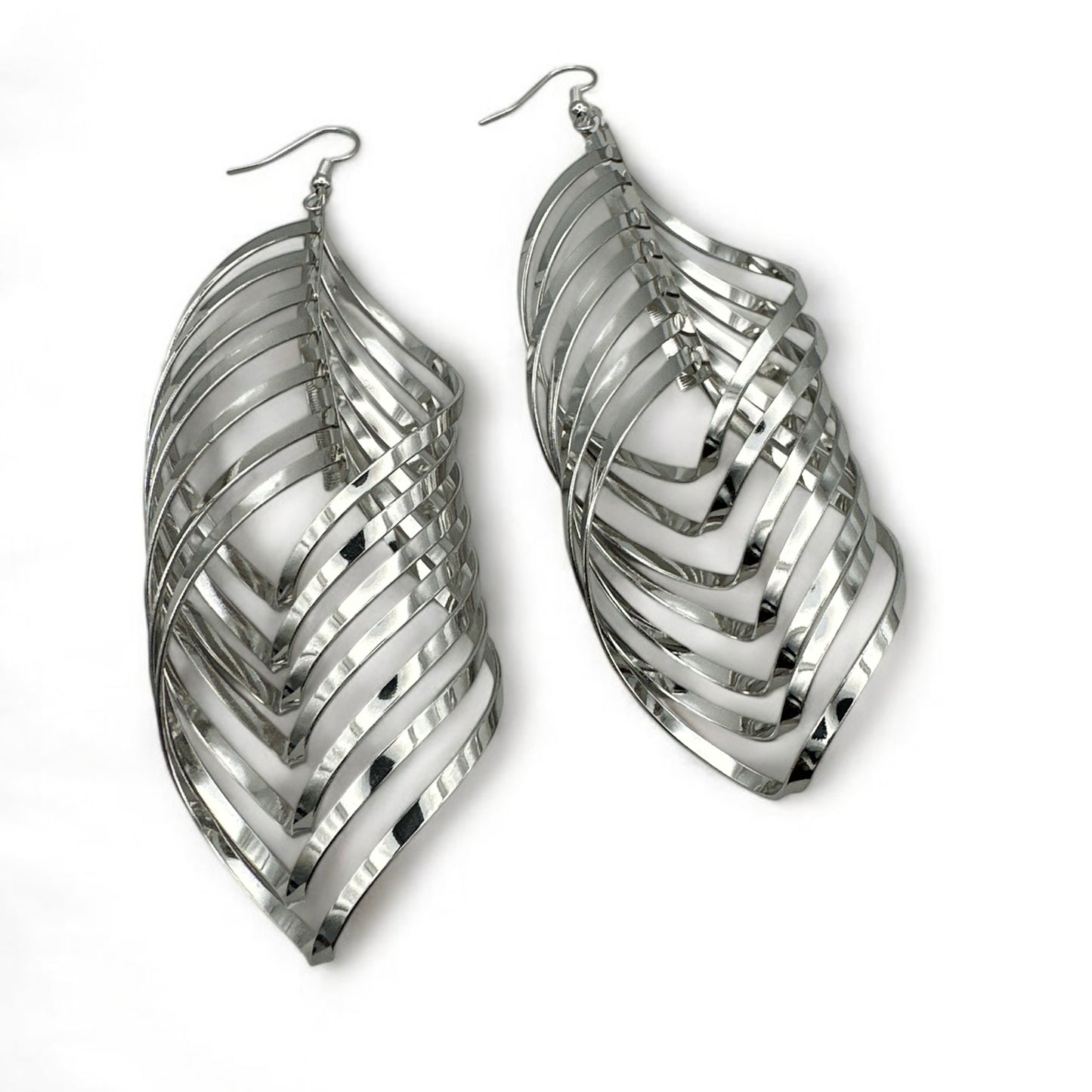 Bold Spiral Cutout Statement Earrings – Lightweight Gold & Silver Dangle Glam