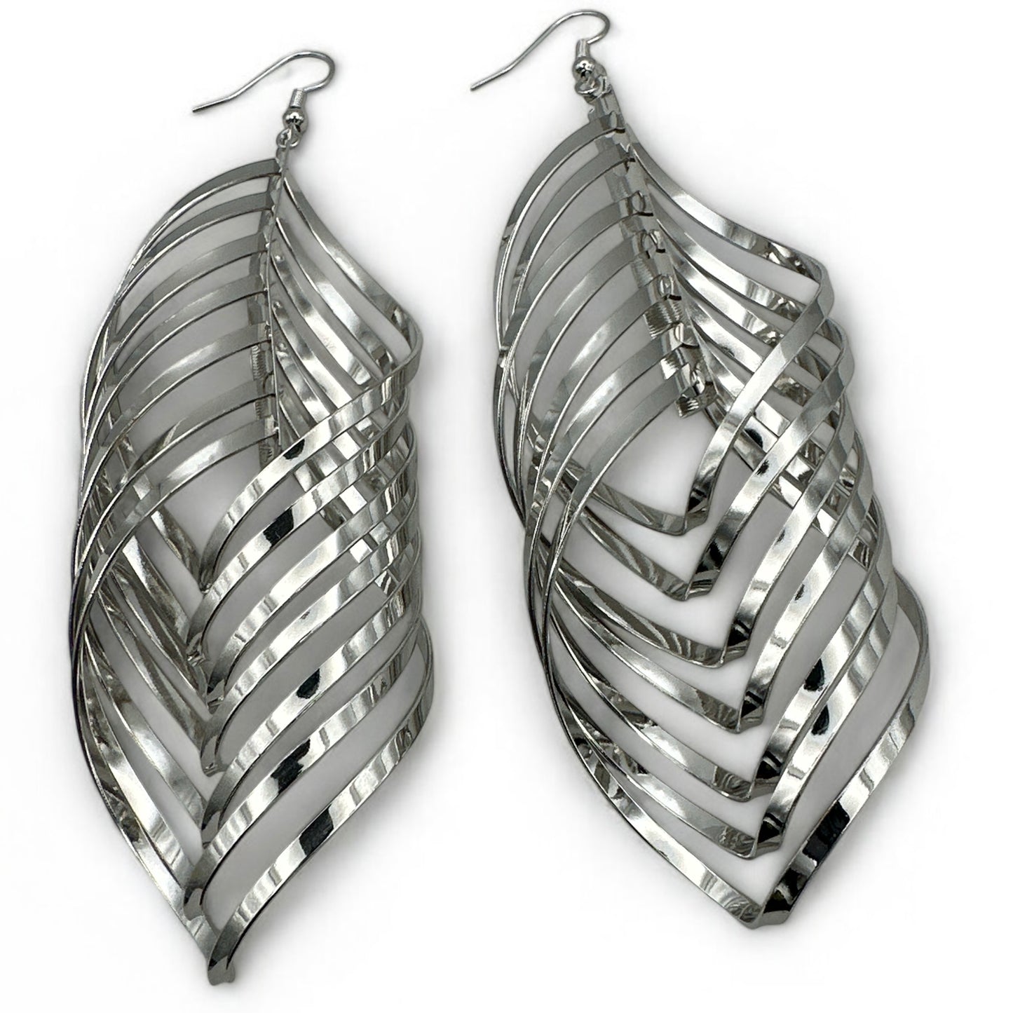 Bold Spiral Cutout Statement Earrings – Lightweight Gold & Silver Dangle Glam