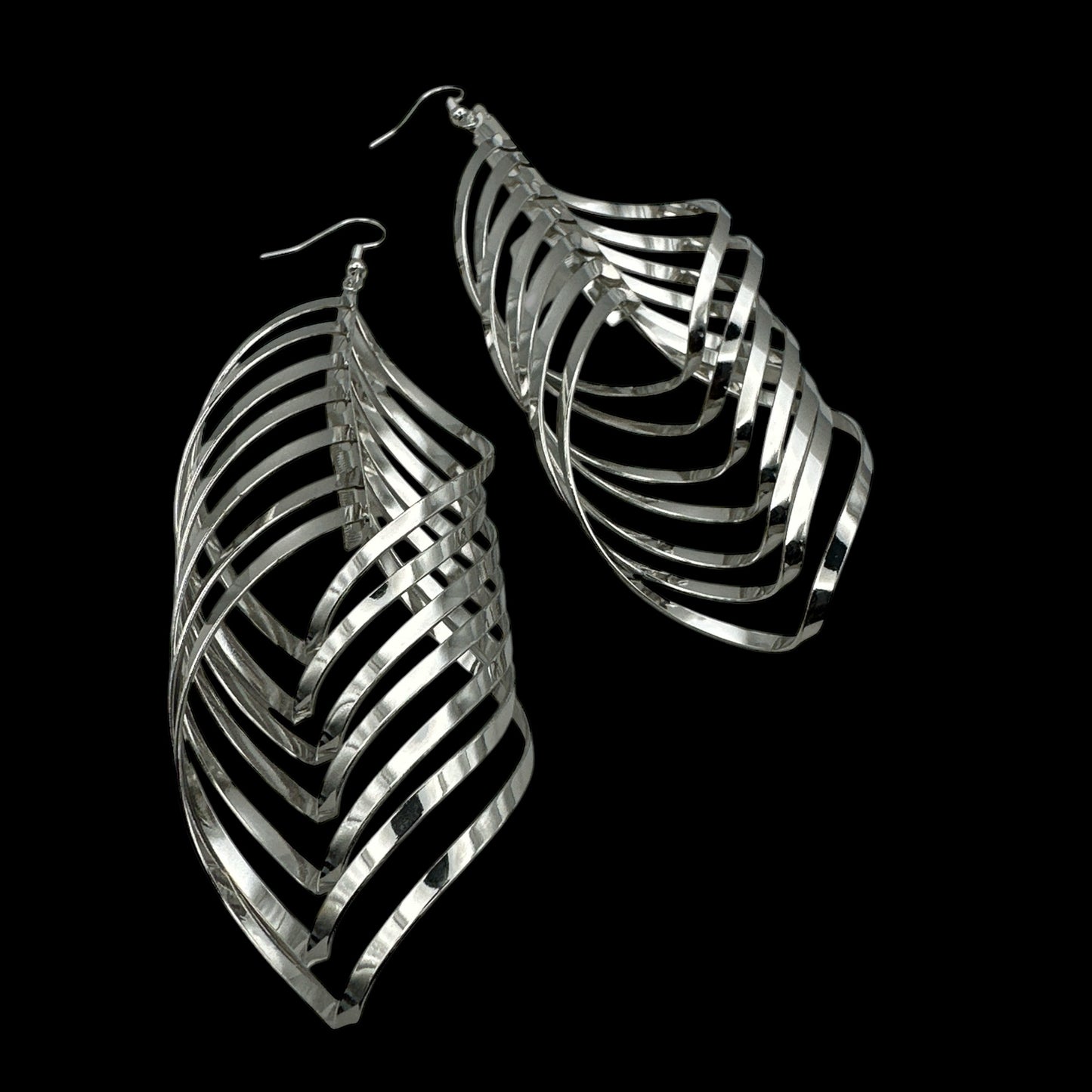 Bold Spiral Cutout Statement Earrings – Lightweight Gold & Silver Dangle Glam