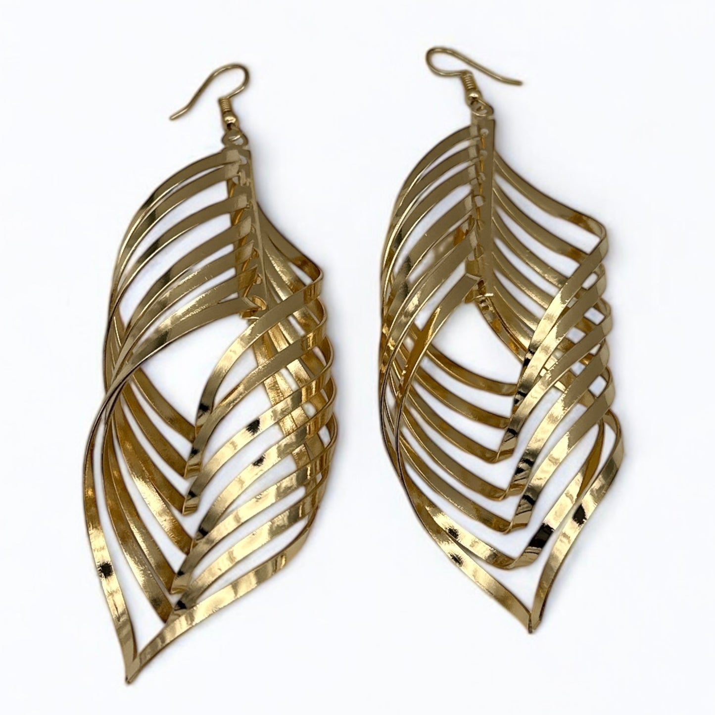 Bold Spiral Cutout Statement Earrings – Lightweight Gold & Silver Dangle Glam
