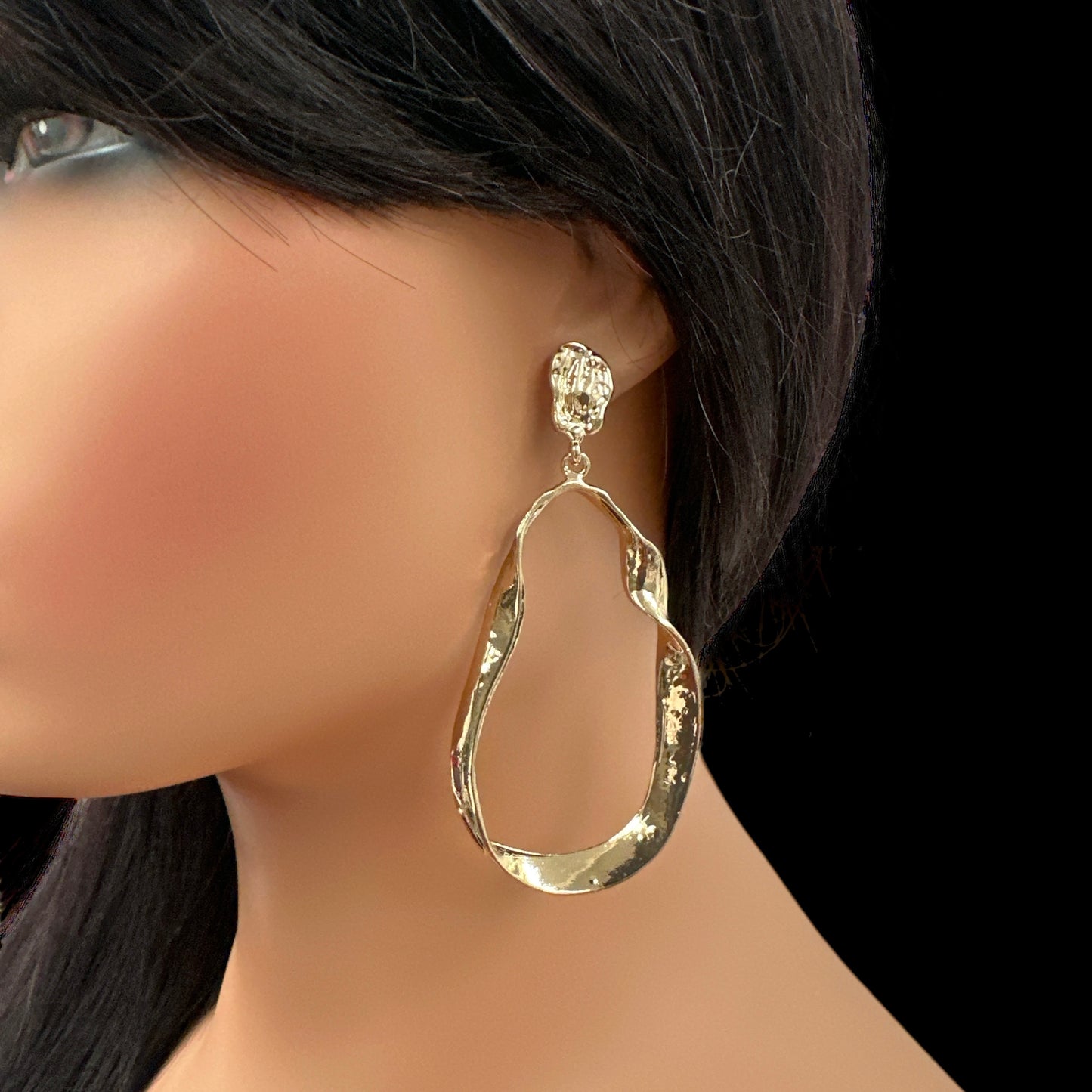 Gold Textured Dangle Earrings – Bold Chic Statement Drop for Women - Fatisha Boutique #